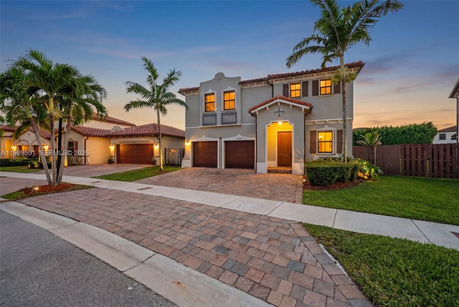 Absolutely stunning two-story single-family home featuring 6 bedrooms and 3.5 bathrooms, designed with both luxury and functionality in mind. The first floor showcases elegant porcelain tile flooring, while the stairs and second level feature sleek, modern vinyl flooring for a clean and contemporary look.

The chef’s kitchen is beautifully finished with rich wood cabinetry, quartz countertops, and stainless steel appliances—perfect for both everyday living and entertaining. Upstairs, you’ll find a conveniently located laundry room and spacious, well-designed living areas.

A standout feature of this home is the high-end custom-built closets throughout, offering premium storage solutions with a luxury finish—ideal for organization and maximizing space in every bedroom. Complementing this, the home features upgraded, designer interior doors, adding a sophisticated and upscale touch rarely found at this level.

Smart home upgrades include Yale keyless entry locks and a Nest smart thermostat for comfort, efficiency, and security.

Step outside to your private backyard oasis, complete with a resort-style swimming pool featuring a beach entry and saltwater chlorination system (built in 2016). The backyard is fully finished with a travertine deck and surrounded by lush podocarpus hedges, providing exceptional privacy and a true South Florida outdoor living experience.