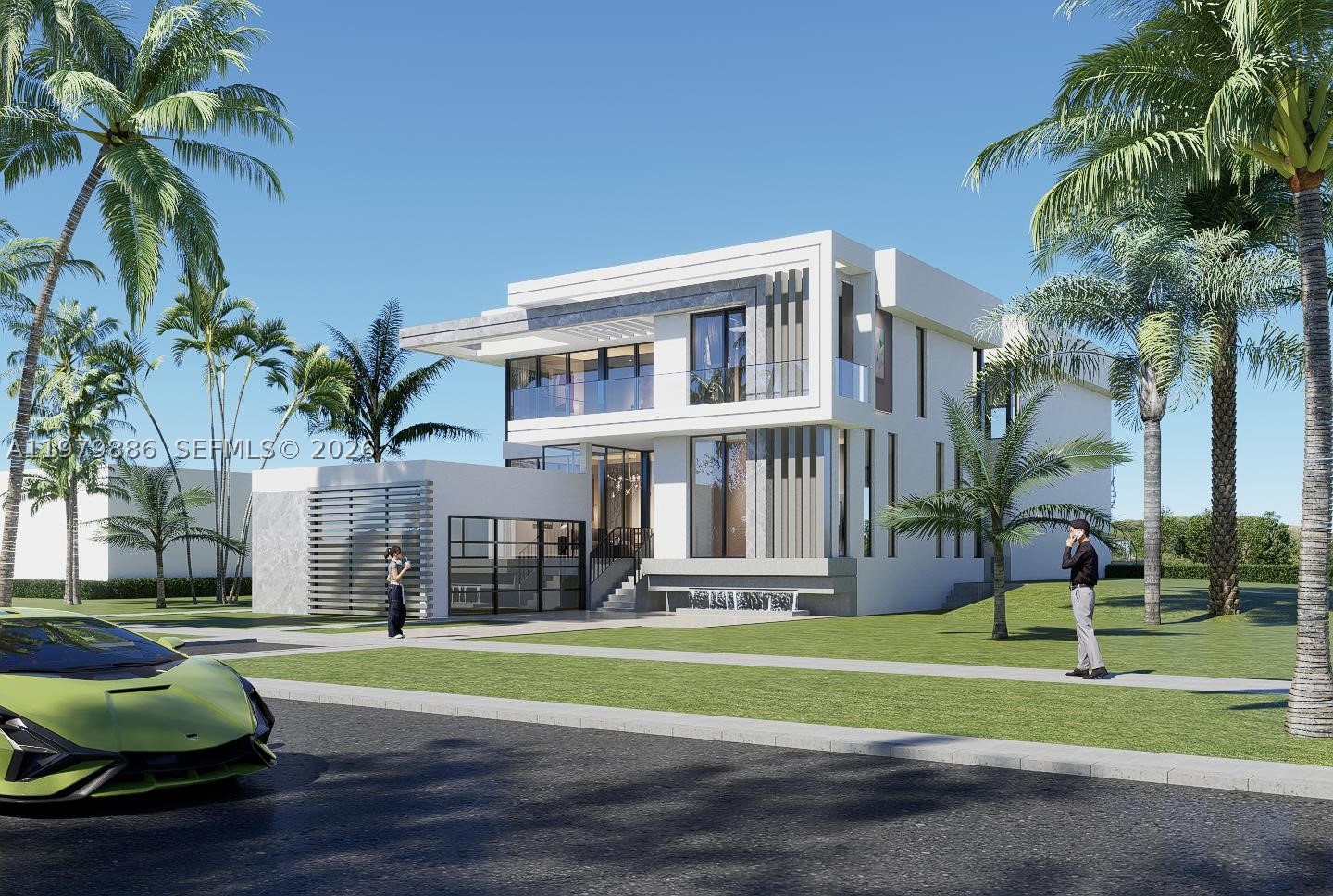 Discover a striking new construction residence completed in 2026, thoughtfully designed to embody modern luxury and effortless indoor-outdoor living. Situated on a generous 10,400 SF lot, this 5-bedroom, 5.5-bath home showcases expansive open spaces, rich wood flooring, and walls of glass that flood the interiors with natural light.

The two-story layout offers seamless flow, featuring beautifully appointed living areas that open to an expansive outdoor entertaining space complete with a pool, hot tub, and ample room for lounging and dining—perfect for hosting or enjoying private resort-style living. A sculptural staircase serves as a statement centerpiece, while refined finishes and clean architectural lines elevate every space.

The primary suite offers a serene retreat with spa-like bath elements, complemented by spacious secondary bedrooms and a dedicated laundry room for added convenience. A sleek garage, modern façade, and elegant front fountain feature create a memorable first impression.

A rare opportunity to own a sophisticated, light-filled contemporary home designed for elevated living and exceptional entertaining.
