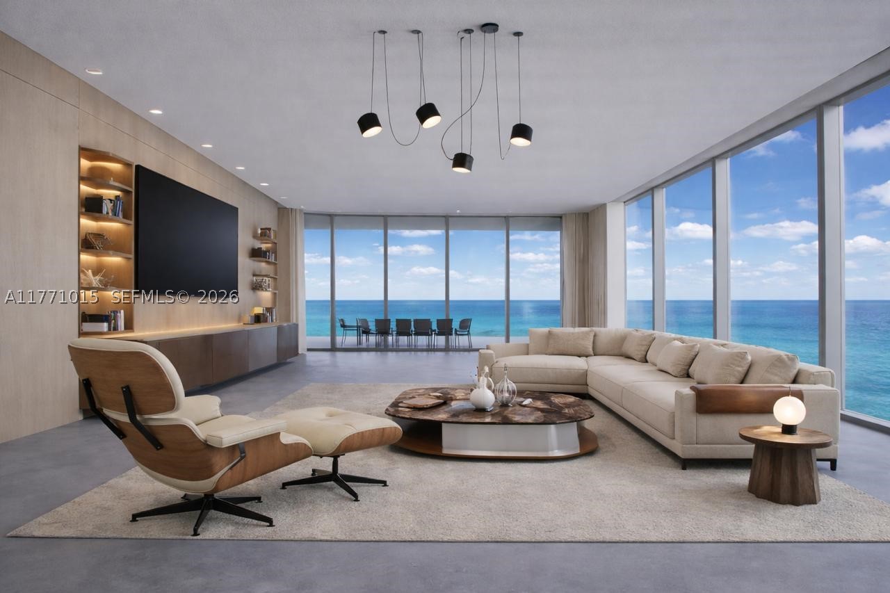 Southeast corner residence at Turnberry Ocean Club #1804 with direct Ocean, Intracoastal and skyline views- priced to be one of the stronguest opportunities in the building. Sunrise and sunset lifestyle. 5 Bedrooms 5 & 1/2 Baths. Porcelain floors and walk-in closets are installed. The most desirable line, offers 180 degrees of breathtaking, 11.4 ceiling height. Snaidero Italian custom cabinetry & stone countertops, top-of-the-line Gaggenau appliances, 11’ deep oceanfront sunrise terrace w summer kitchen+.  Turnberry Ocean Club Residences features" 70,000 SqFt" of luxury amenities & unrivaled, world-class service, including the 3-story private signature Sky Club with sunrise pool, private dining, and health/wellness spa. Indulge in a resort-style lifestyle with access to 3 restaurants, 3 pools, beach and pool service, a rejuvenating spa, state-of-the-art gym, and your own private movie theater. Every detail of this residence embodies opulence and relaxation. Embrace the serenity of oceanfront living and make this exquisite property.