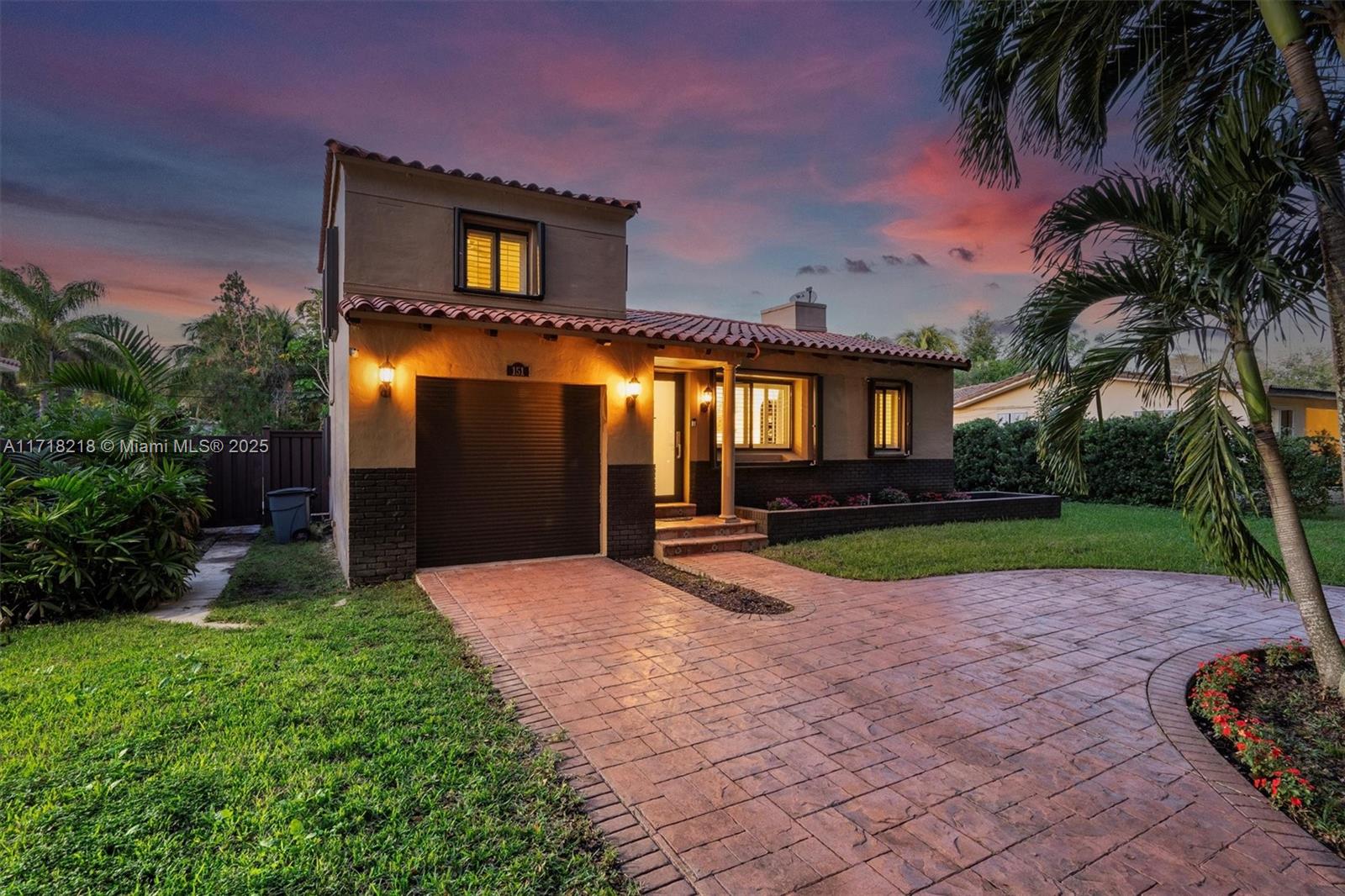 Beautifully maintained and updated home in Miami Shores. Original details remain, intertwined with modern needs (great room with open kitchen, large dining room, impact doors/protection & more). Sited on a quiet, tree-lined street, the U-shaped driveway offers abundant parking. Enter the charming formal living room, where you can flow to the 2BR-1BA downstairs, the 1BR-1BA upstairs or the back addition, where you will spend much of your time. Great room has been finished with travertine floors, abundant windows & doors, spacious kitchen with abundant storage & stainless steel appliances (incl gas range). Spacious, fully fenced blank slate backyard ready for your touch. Updated baths, plumbing, electric. Amazing location: Walk to downtown Miami Shores; 5min to I-95; 15min to beach/airport.