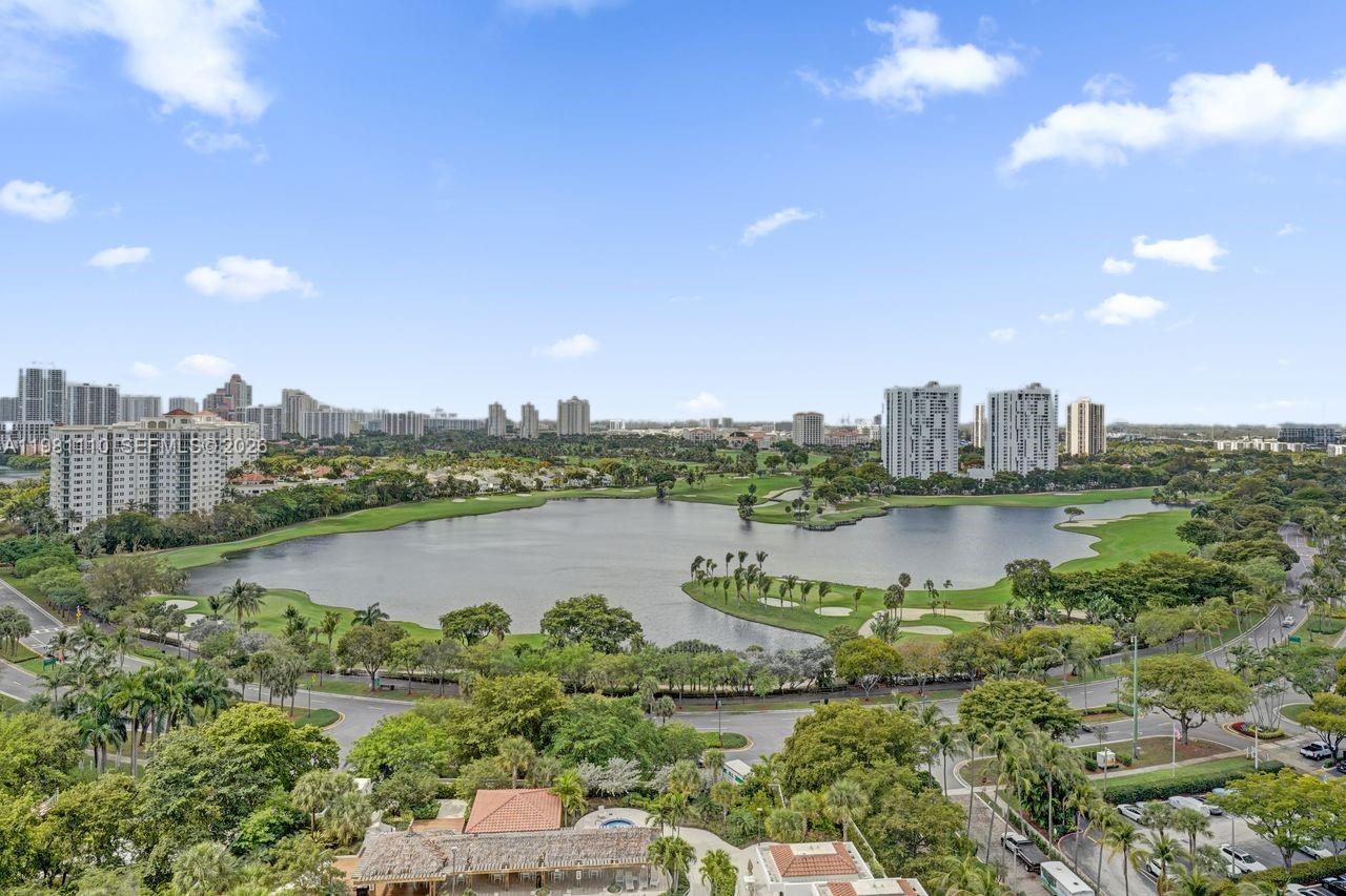 Spectacular water and golf course views from every room. Split 2-bedroom, 2 bath residence. Formal dining, and breakfast area. Fully funded reserves. Private gourmet restaurant overlooking the Intracoastal, run by Chef Perl. High speed Internet & cable with Xfinity included. Two pools, the Wi-Fi Hamptons café, a movie theater, a fitness center, a sauna, a spa and nail salon. Racquetball courts, party rooms, a kids' playroom, a library. Hamptons West, located in the heart of Aventura, has fully funded reserves. 40 year re-certification is complete. Close to Aventura Mall, the beach, restaurants, and shopping.
