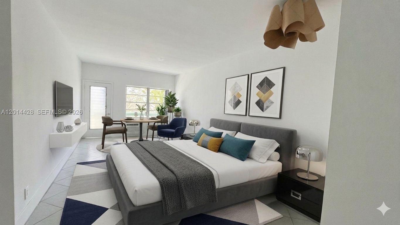 Rare opportunity to own a true mid-century gem in Miami.  This charming studio is tucked inside a boutique two-story building with a shared tropical patio that captures the essence of old-school Miami living.  Think retro character, vintage vibes, and laid-back courtyard atmosphere right in South Miami.  The second floor unit features its own private balcony and the building is just across the street from the ocean, offering the easy, breezy beach lifestyle with lots of charm.  While the building does not have parking, public parking is right across the street.