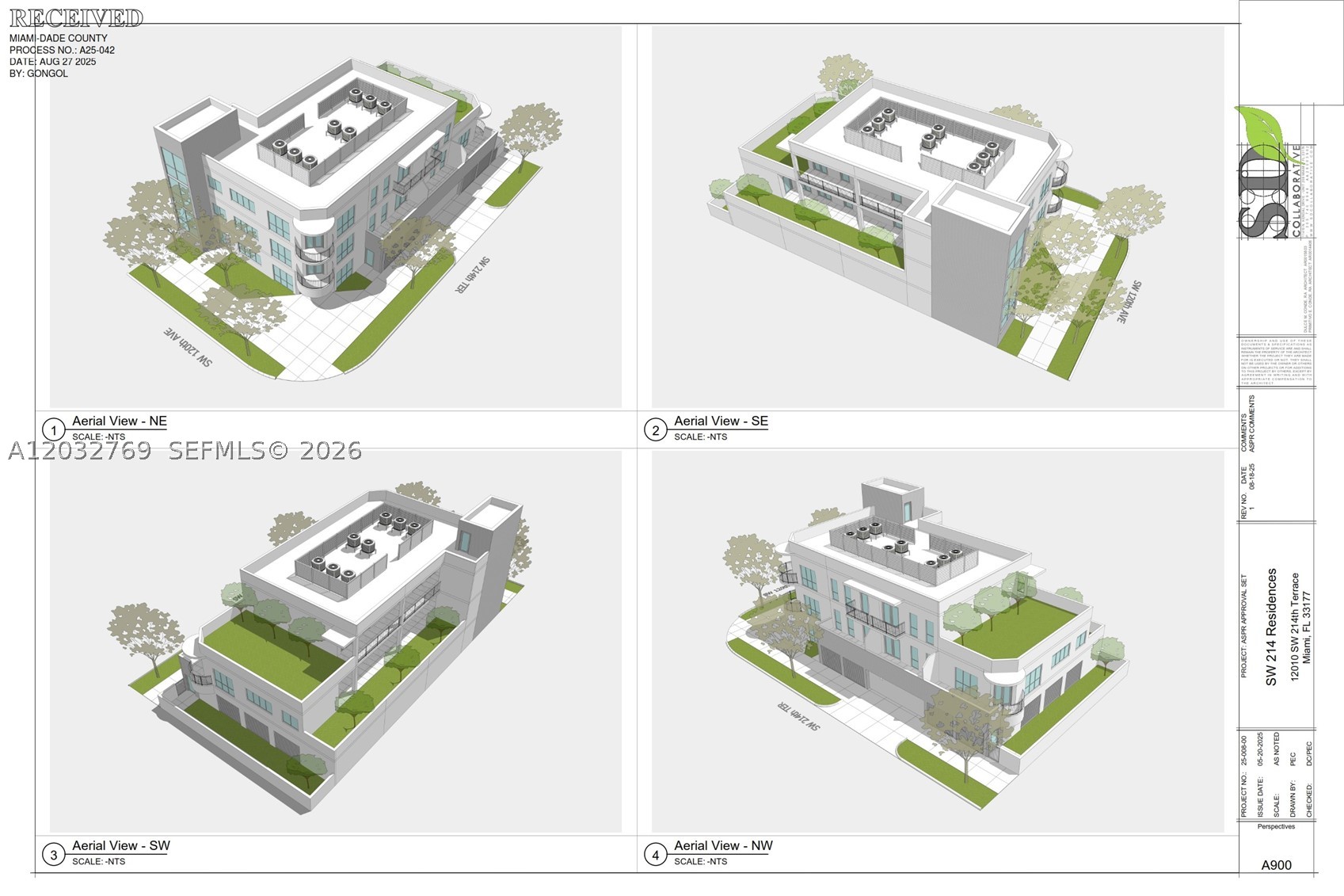 100% SITE PLAN APPROVED PROJECT. 8 all market rate units (can be sold as individual condos if desired) of 2/2's with 8 parking spaces. 8 inch water line/ 12 inch sewer abutting property and ready to connect no costly extensions needed. 2nd option for 5 individual rowhouses for sale. 3rd option for 25 units / 6 stories was approved in pre-app with the planning department if the buyer is interested. Blocks from the $1 billion redevelopment project Southplace City Center a "city within a city," featuring 5,000 residential units, 500,000 sqft retail, and a hotel. A lot of development in planning within two blocks (see photo). Not in a flood zone. Please email me for a copy of the full site plan. LOWEST PRICED PER SQ FT FOR THIS ZONING IN 33177 or 33170. OFFERING MEMORANDUM IN ATTACHMENTS