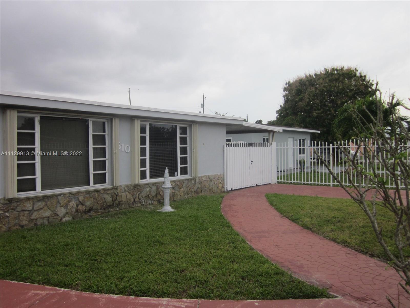 *** THIS IS A GREAT INVESTMENT PROPERTY******** THIS HOME CAN BE RENTED OUT IMMEDIATELY   
 THIS HOME IS LOCATED IN THE HEART OF HIALEAH. (3) BEDROOMS (2) BATHS COULD EASILY BE 4th 
BEDROOM UPDATED KITCHEN WITH GRANITE COUNTER TOPS. EAT IN KITCHEN. SPLIT FLOOR PLAN WITH LARGE MASTER BEDROOM, BATHROOM AND WALKIN CLOSET. THERE IS A PRIVATE ENTRANCE TO THE OTHER 3 BEDROOMS. FLOORS ARE 18X18 TILES THRU-OUT. FRONT HAS A METAL FENCE WITH IRON GATES. LONG SIDE CARPORT THAT CAN HOLD 4 CARS. BACKYARD IS FENCED IN WITH A SHED THAT HAS POWER LOCATED IN THE BACK YARD. GAS STOVE & WATER HEATER. HOME WOULD BE PERFECT FOR A LARGE FAMILY OR INLAW QUARTERS. *** THIS PROPERTY IS NOT SUBJECT TO AN APPRAISAL CONTINGENCY****