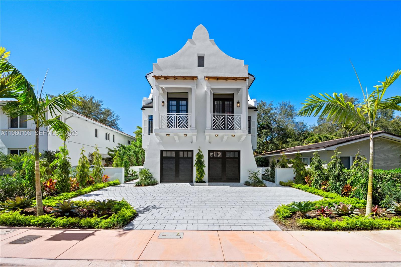 NEW CONSTRUCTION DOUBLE TOWNHOME WITHIN WALKING DISTANCE FROM CORAL GABLES FINANCIAL DISTRICT! Two attached townhomes, each offering 1,481 SF of living space with 3 bedrooms + 2.5 baths, 1-car garage & private yards with pool. Kitchens with Namibia White Calacatta marble countertops & top-of-the-line Thermador appliances. Eurodesign Italian cabinetry with German Blum soft-closing hardware. Spanish porcelain 32” x 64” floors in the living areas. 11-FT ceilings on the 1st floor & soaring 13-16 FT ceilings on the 2nd floor. Bathrooms with Venatino Fantastic Quartz countertops & Grohe fixtures. Steel columns with reinforced concrete construction, ES impact-resistant windows, solid 8’ concrete wall between units + double-insulated roofs. Fully built-out closets & tankless water heaters. Wired for Sonos + speakers throughout. Ring entry cameras + 4 additional perimeter cameras. Each yard features a tri-level mosaic-tiled plunge pool with heater and 5 jets + Dominican Keystone-lined walls. Automated irrigation sub-meter system, app-controlled exterior lighting & concrete perimeter fence. Completion April 2026. The property must be purchased in its entirety but there is a possibility of requesting a portfolio split from the City of Coral Gables after purchase. Walking distance of the Coral Gables Financial District with restaurants & shops.