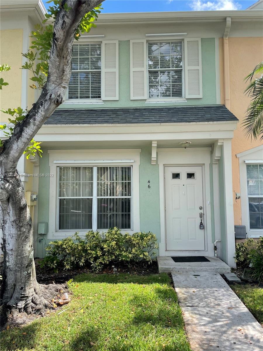 BRIGHT TOWNHOUSE 2 BEDROOMS / 1.5 BATHROOMS. 2 STORIES. LAMINATED WOOD FLOORS. TILE AT KITCHEN AND BATHROOMS. NEUTRAL COLORS ALL AROUND. FORMAL LIVING AND DINING. SPACIOUS KITCHEN. FRONT DOOR WASHER AND DRYER. SLIDING DOOR TO COVER PATIO AND EXTRA STORAGE ROOM. GUEST BATHROOM FIRST FLOOR. DOUBLE SINK IN BATHROOM UP STAIRS.