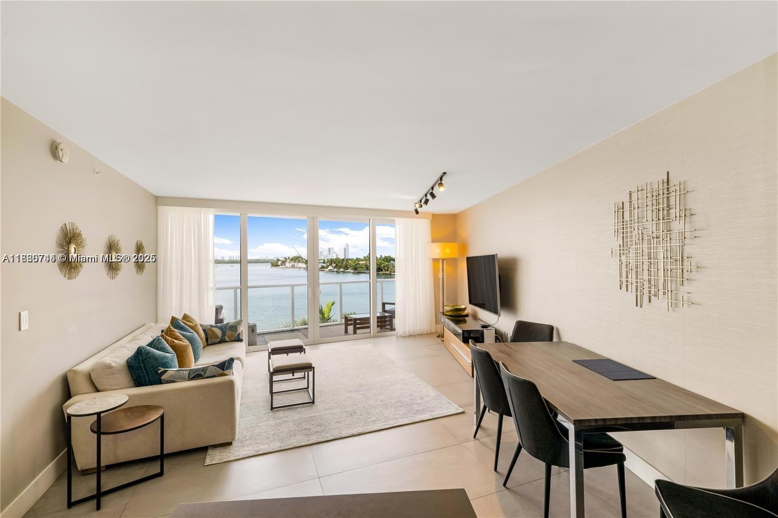 Waterfront view. Luxury boutique building in one of the most safety area in Miami Dade. The unit has tile floor in all unit, quartz countertop, Italian cabinets with Viking appliances. Great balcony to enjoy a beautiful view. The building features a bay front desk, fitness center, sauna, a waterfront barbecues, two pools, kayaks and paddle boats available, super well located in the Islands, steps away from Bal Harbor shops, restaurants, cafes and beach. Great school "A+" in the Island.