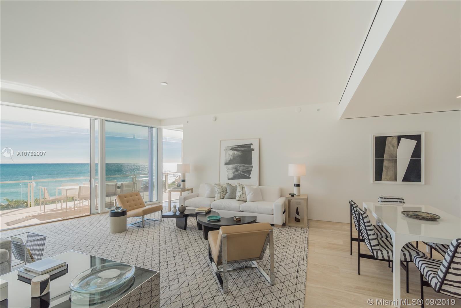 Enjoy Legendary Living at the The Surf Club Four Seasons in this stunning oceanfront residence. Private foyer leads to an open & spacious living space, offering 60 lineal feet of ocean front w/12' deep frameless glass terrace capturing endless views of the ocean & surrounded by lush tropical gardens. 2 oceanfront master bedrooms w/en-suite bespoke baths + generous & flexible living/media/bedroom space w/full bath. Experience 5 star service throughout The Surf Club w/8 acres of land & 815’ of oceanfront. Four Seasons amenities include Le Sirenuse Restaurant, The Surf Club Restaurant by Thomas Keller, 24hour Doorman, Concierge, 3 resident only swimming pools, beach service, state-of-the-art fitness center, oceanfront spa, children's club room, inhouse dining & housekeeping services.