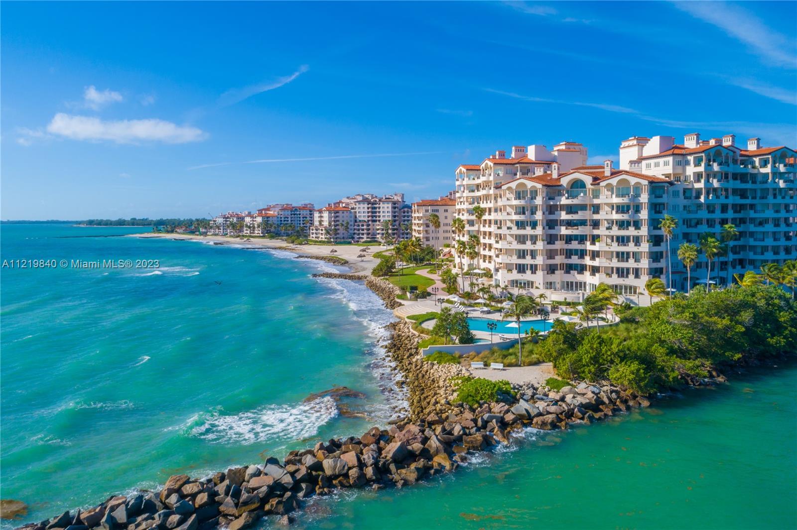 Experience Fisher Island living in this stunning oceanside unit located in Villa del Mare! Features include expansive wrap around terraces with unobstructed 180 degrees of beautiful views of the ocean, Miami Beach and Government Cut from a 5th floor. This pristine 3 Bedroom, 3.5 Bath residence encompasses 3,140 sq ft interior, marble floors throughout, custom bar, top of the line appliances, private terrace in the master bedroom and guest bedroom and many more features. Easy to show!