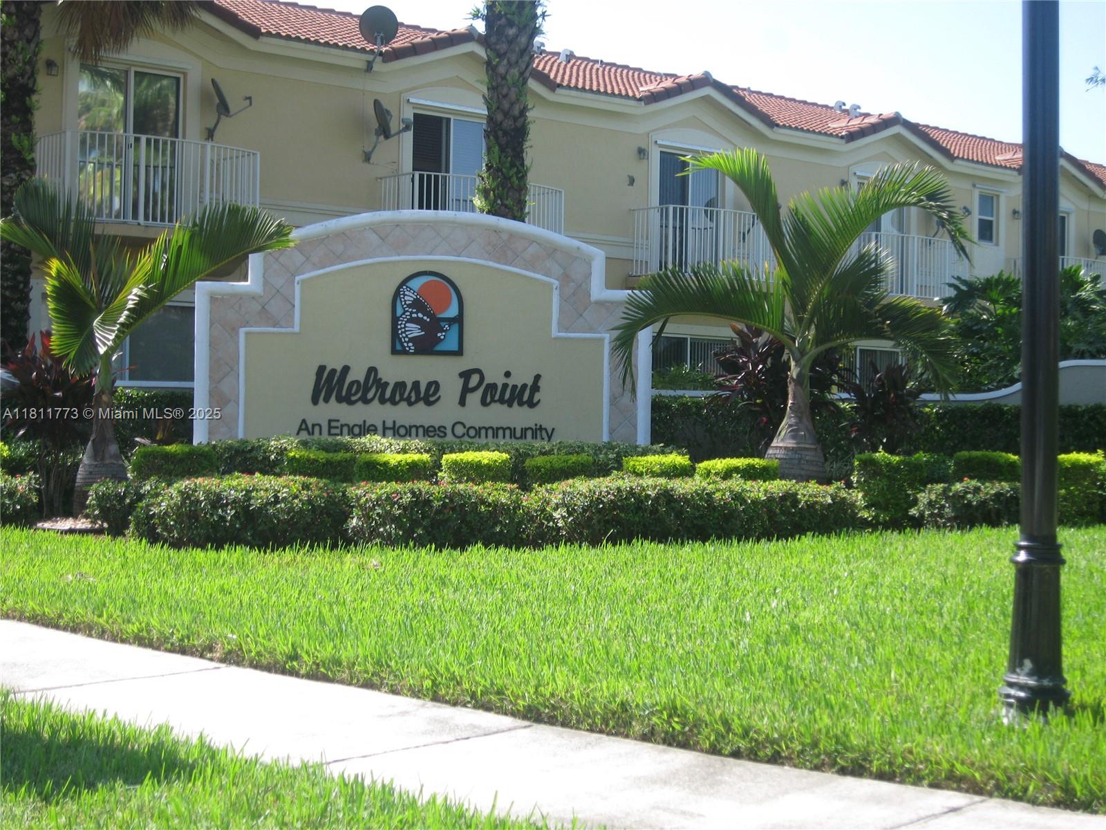 Fast approval. By Owner, Very spacious corner unit townhouse 3/2.5 in Miramar at Melrose Point a Gated Community. TV cable and internet included. Tile in first floor. Great layout with dining, living, family room, all bedroom in the 2nd floor and 1/2 bath in the 1st floor. Full size washer and dryer inside the unit. Master bedroom with walk-in closets. Assigned parking space, max 3 vehicles, and guest parking available. Secure community with playground, clubhouse, gym and pool. Convenient location closed to pharmacy, grocery stores, restaurants and shopping centers. Easy access to I-75 and FL Turnpike. Available to move in July 01, 2025.