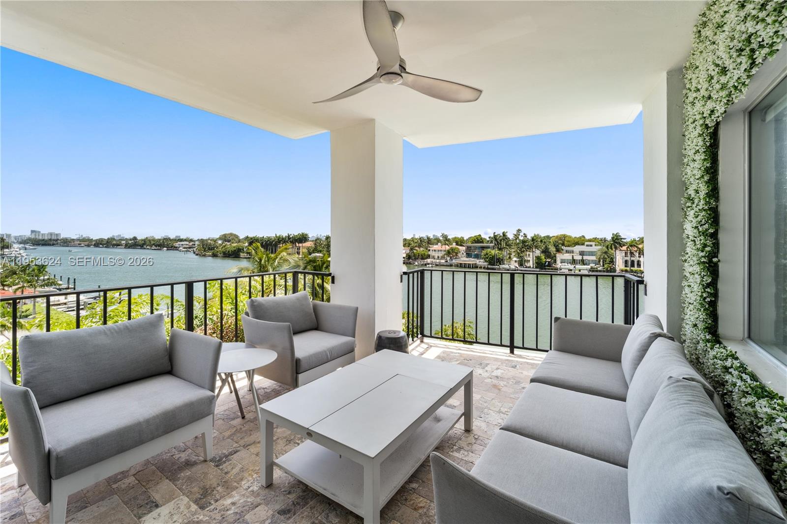 A tastefully renovated and fully furnished 3 bed, 2 bath located at The Ashley in Miami Beach. With only four corner units on each floor, this building offers a sense of exclusivity and privacy that is hard to come by. The living and dining areas are spacious and offer an open layout that is perfect for entertaining. The designer bathrooms and high ceilings throughout add to the luxurious feel of this residence. The property also features impact windows, a pool, barbecue area, dock, and easy beach access making it the perfect spot to relax and enjoy the magnificent views of Indian Creek, Biscayne Bay, and the Miami skyline. Experience the best that Miami Beach has to offer.