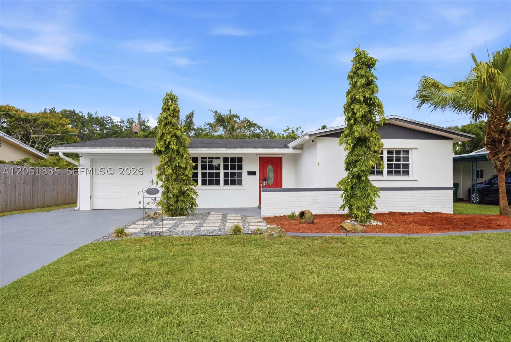 Beautifully maintained Cooper City gem offering 2 bedrooms, 2 bathrooms, and an inviting layout filled with abundant natural light. Freshly painted inside and out, this move-in ready home features tile flooring throughout, updated bathrooms with sleek ultra-clear glass shower doors, and a bright Florida room that adds valuable living space. Enjoy peace of mind with a newer roof, newer A/C, recently painted driveway, and a fully fenced backyard with a treated wood fence. The oversized driveway provides plenty of parking, while the spacious backyard offers room to add your dream pool. Additional highlights include A/C in the garage, updated front landscaping, and NO HOA. Ideally located in one of Cooper City’s most sought-after family neighborhoods with top-rated A+ schools, parks, shopping, and dining nearby. This is the perfect place to call home! Don’t miss your opportunity to see it before it’s gone!