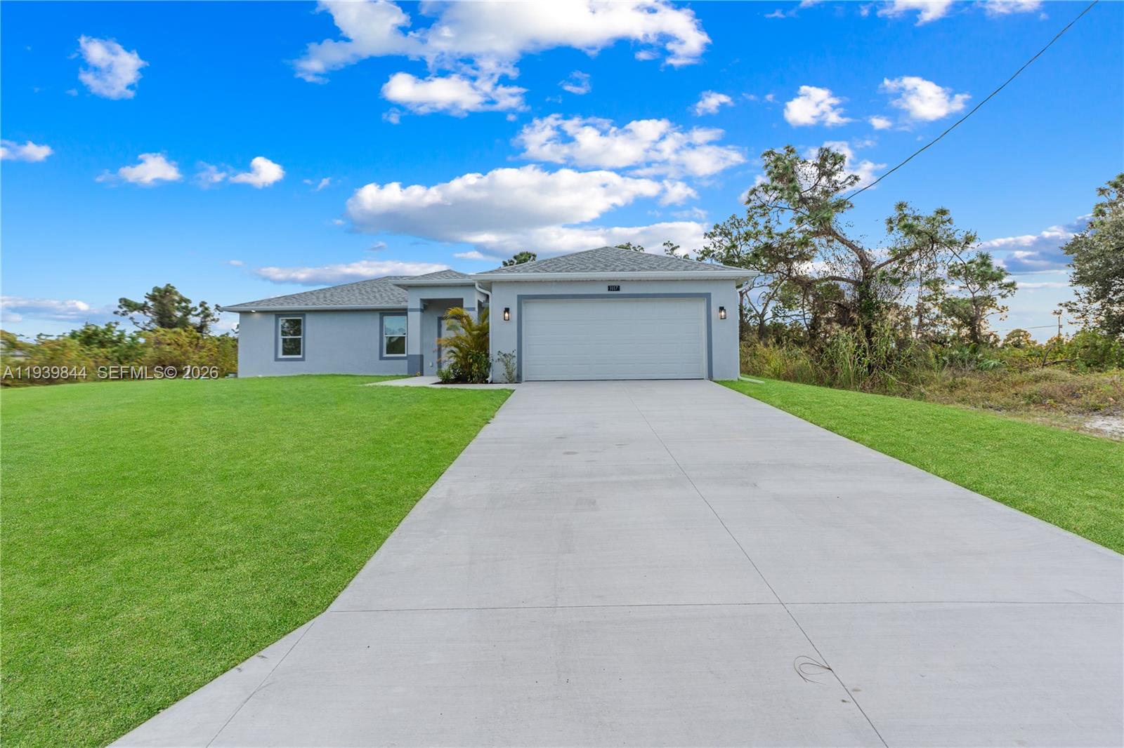 Brand-new construction, never lived in! This Lehigh Acres home offers 3 bedrooms plus an office (optional 4th bedroom), 2.5 baths, and a 2-car garage. Features include a spacious master suite with a large walk-in closet, extra dining area, impact windows and doors, and a large patio. Conveniently located minutes from major highways, and just 30 minutes to the beach and airport.