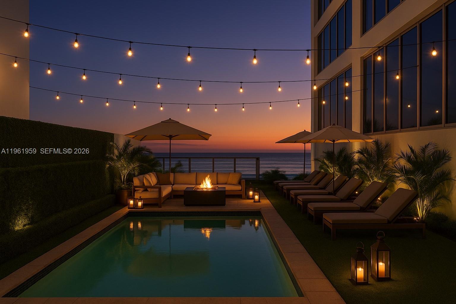 Experience the ultimate oceanfront luxury at the Carillon Wellness Resort. This exclusive 3-bed, 3.5-bath combined unit delivers *your own* 3,000 SF private rooftop terrace, complete with a 14’x30’ heated pool. From sunrise yoga overlooking the ocean to drinks at sunset this private terrace becomes your personal resort retreat. Indoors, discover two primary suites with serene water views, a dedicated home office, media room, guest room, & custom built-ins that elevate the space. The combined 6,000 SF of indoor-outdoor space provides effortless entertainment flow with floor-to-ceiling views from the Miami skyline to the Atlantic Ocean horizon. Living at the Carillon grants you access to the 70,000 SF spa and gym, beach club, four pools, oceanfront restaurant, 24hr concierge, and much more. *Image 1 is a Rendering of Private Rooftop Terrace*