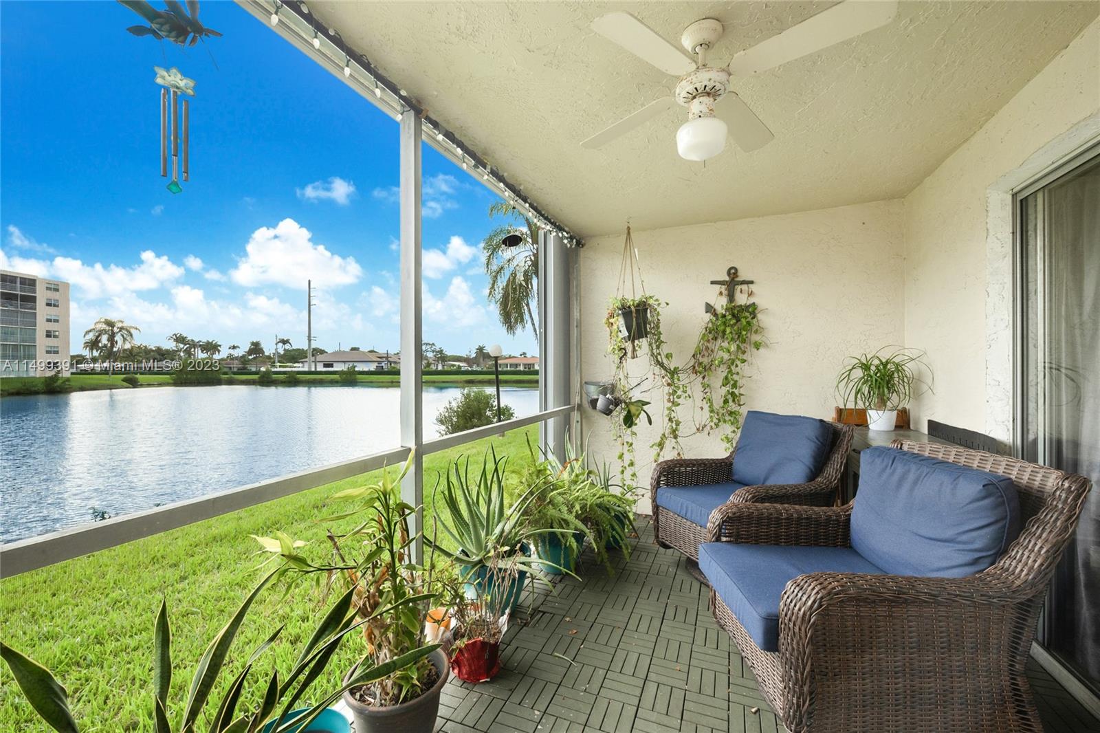 Beautiful water views from this renovated lakefront condo with 2 bedrooms and 2 bathrooms. First floor unit (no elevators!) with tile floors throughout and plenty of storage space. The condo features a renovated open kitchen with stainless steel appliances, 2 renovated bathrooms, custom window treatments, and hurricane impact windows. The microwave, AC, and dishwasher have all recently been replaced.  The swimming pool is just a short walk from the unit. The unit comes with one assigned parking space, there is guest parking, and the building has laundry facilities. No pets and no leasing 1st year owned per building rules. ALL AGES are welcomed. Great location east of US1 and close to the beach, grocery stores, restaurants, Dania Beach casino, Dania Pointe shopping center, and FLL airport.