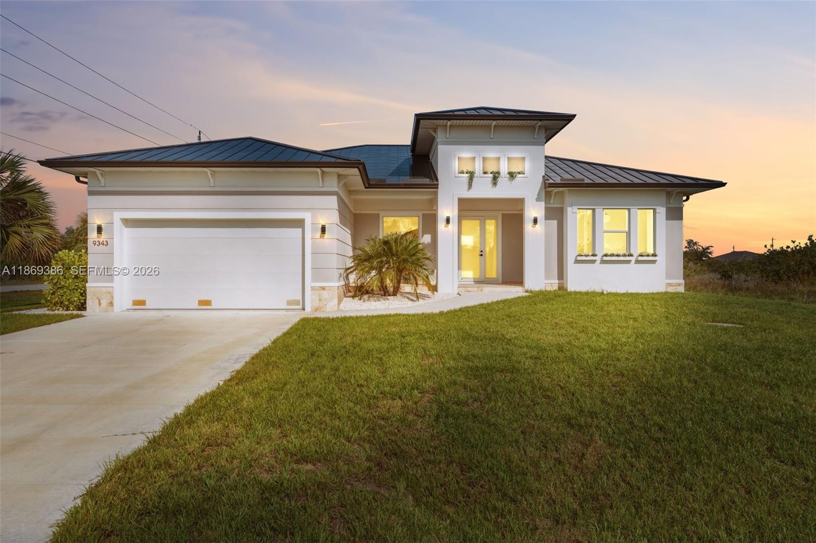 Amazing Home for Sale in South Gulf Cove! Corner lot, Metal roof—built to withstand hurricanes! Two-car garage. Tall 10-foot ceilings make it feel open and airy. Three comfy bedrooms, each with its own bathroom and shower. -Huge master bedroom with two walk-in closets and a luxurious bathroom featuring a tub, shower, and dual sinks. The large living area includes a cozy living room, dining area, and kitchen, plus an office that can easily be turned into an extra bedroom. The Kitchen features a quartz island with a double stainless sink and quartz countertops. The home is furnished and can be sold with the furniture if you’d like. The Owner might offer financing options. If you want, you can rent this home furnished for at least a year.