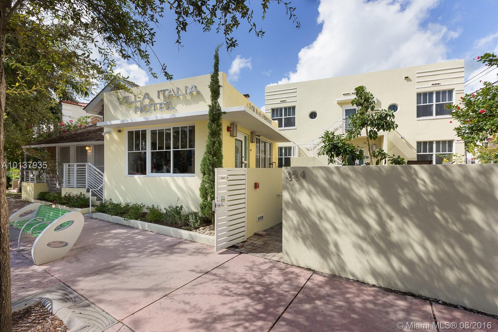Charming and modern renovated boutique hotel, 12 suites plus 1 Historic  private 2-bedroom 2-bathroom villa. Located in the Art Deco District of South Beach, this declared historic hotel is close to the beach, restaurants, shops...40-year certification recently done. 100% operating hotel, Great reviews on TripAdvisor, Great business opportunity and rare to find in the Area.
Showing STRICTLY by appointment ONLY.  Do not show up at the property.