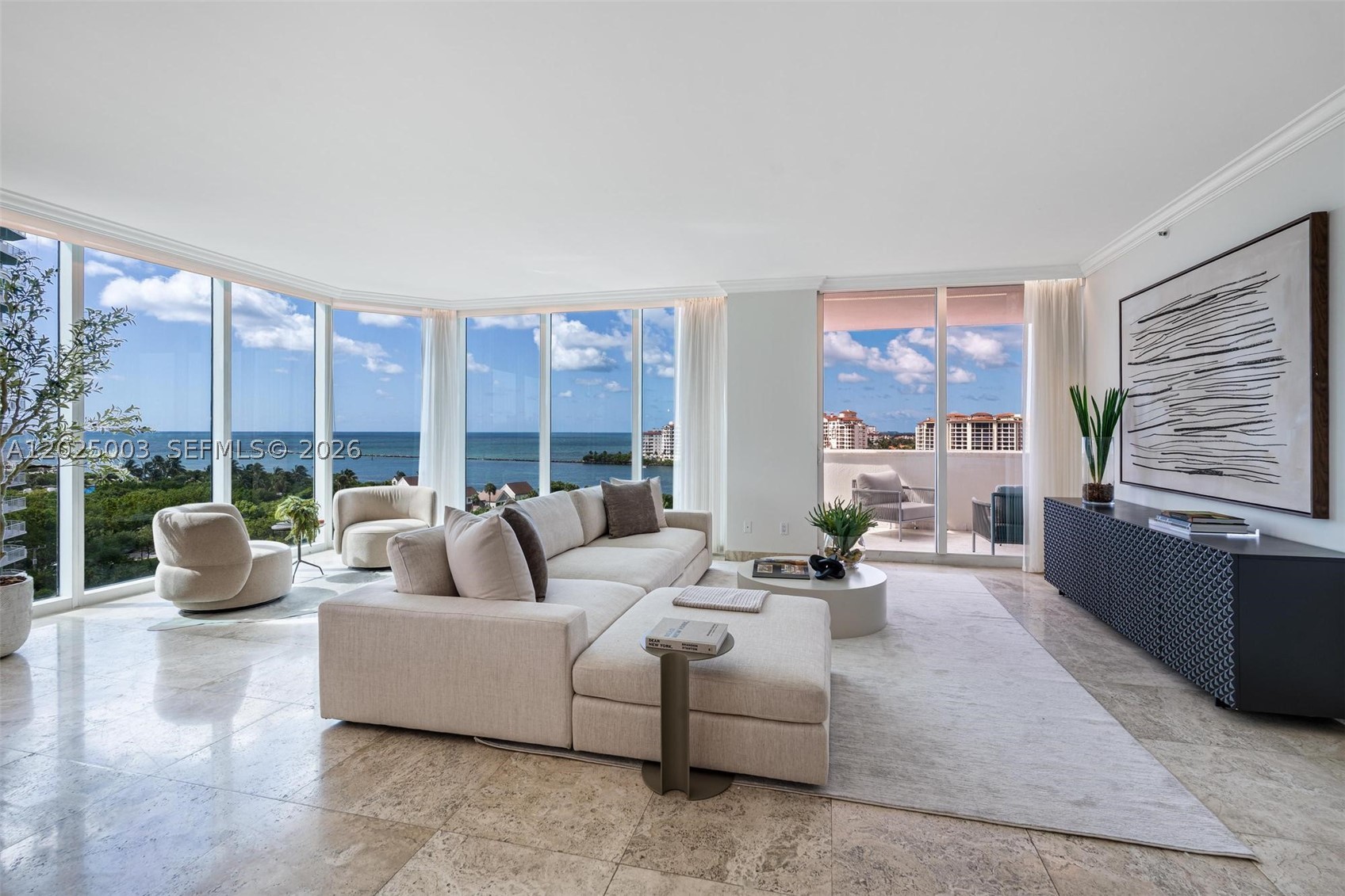 Welcome to Portofino Tower, the landmark luxury condominium that helped establish South of Fifth as Miami Beach’s premier waterfront neighborhood. This spacious three-bedroom, two-and-a-half-bath residence offers 2,340 square feet of interior living space and breathtaking southeast-facing views of the Atlantic Ocean and Government Cut. Watch cruise ships and yachts pass by from two private terraces, while enjoying water views from nearly every room. The well-designed floor plan features expansive living and dining areas, a separate sitting area, and an upgraded eat-in kitchen with premium finishes. Generously sized bedrooms are thoughtfully positioned to provide privacy and comfort for family and guests. Portofino Tower recently completed a comprehensive renovation of its common areas, introducing a stunning new lobby and exceptional resort-style amenities, including two swimming pools, two tennis courts, a basketball court, putting green, BBQ and entertaining areas, expansive green spaces, outdoor billiards, foosball, ping-pong, and a children's playground.

Ideally located in Miami Beach’s highly sought-after South of Fifth neighborhood, residents enjoy unmatched walkability to the area's renowned restaurants, beaches, marina, parks, and local attractions. From fine dining at Joe's Stone Crab, Carbone, and Prime 112 to neighborhood favorites such as Call Me Gaby and Motek, South of Fifth offers one of Miami’s most desirable lifestyles.