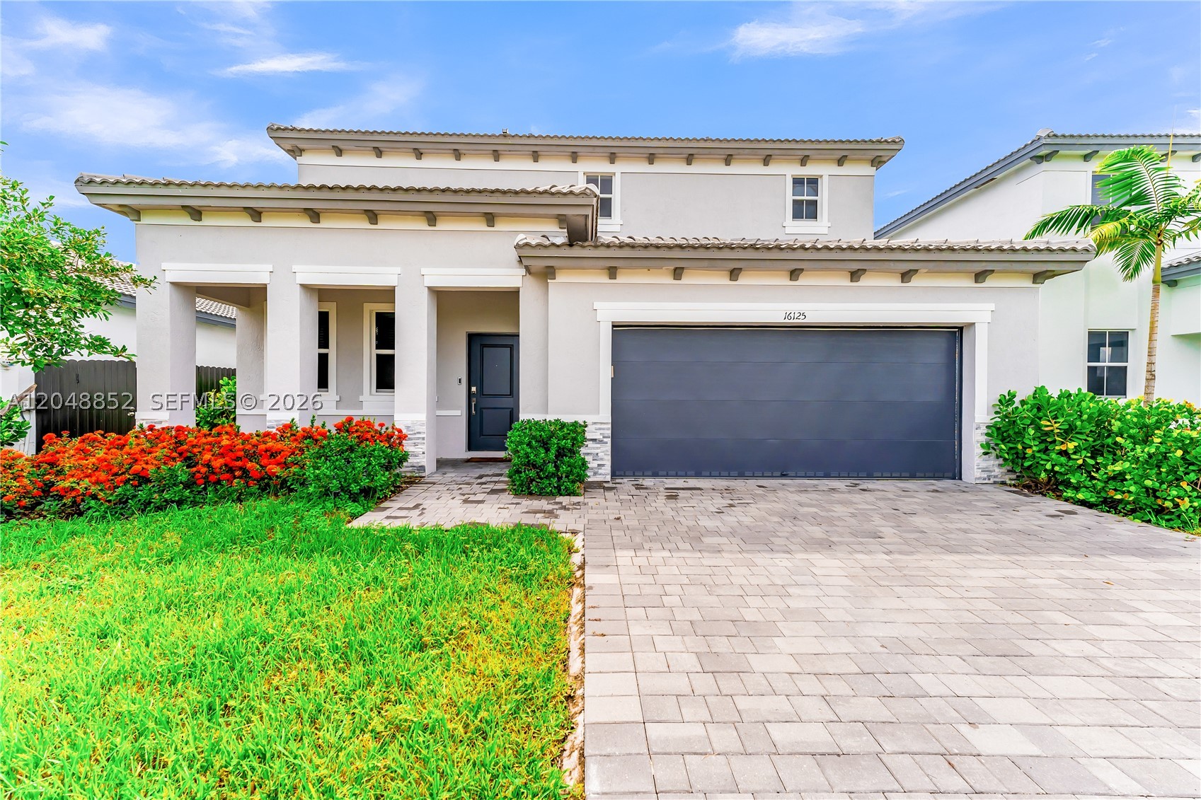 Built in 2024, this beautifully maintained home offers 4 bedrooms, 3 full bathrooms, a versatile den, and 2,324 square feet of thoughtfully designed living space. The open-concept floor plan features a modern kitchen with quartz countertops, stainless steel appliances, a large center island, abundant cabinetry, and spacious living and dining areas that are perfect for everyday living and entertaining. A first-floor bedroom and full cabana bathroom provide an ideal setup for guests or multigenerational living, while the adjacent den can easily be converted into a second downstairs bedroom, home office, or playroom. Upstairs, the spacious primary suite offers a walk-in closet and private en-suite bathroom, along with additional generously sized bedrooms. The home also features a two-car garage and a private backyard with room to relax, entertain, or create your own outdoor retreat. Ideally located in the desirable Salerno community, this home provides convenient access to excellent schools, shopping, dining, parks, and major roadways.