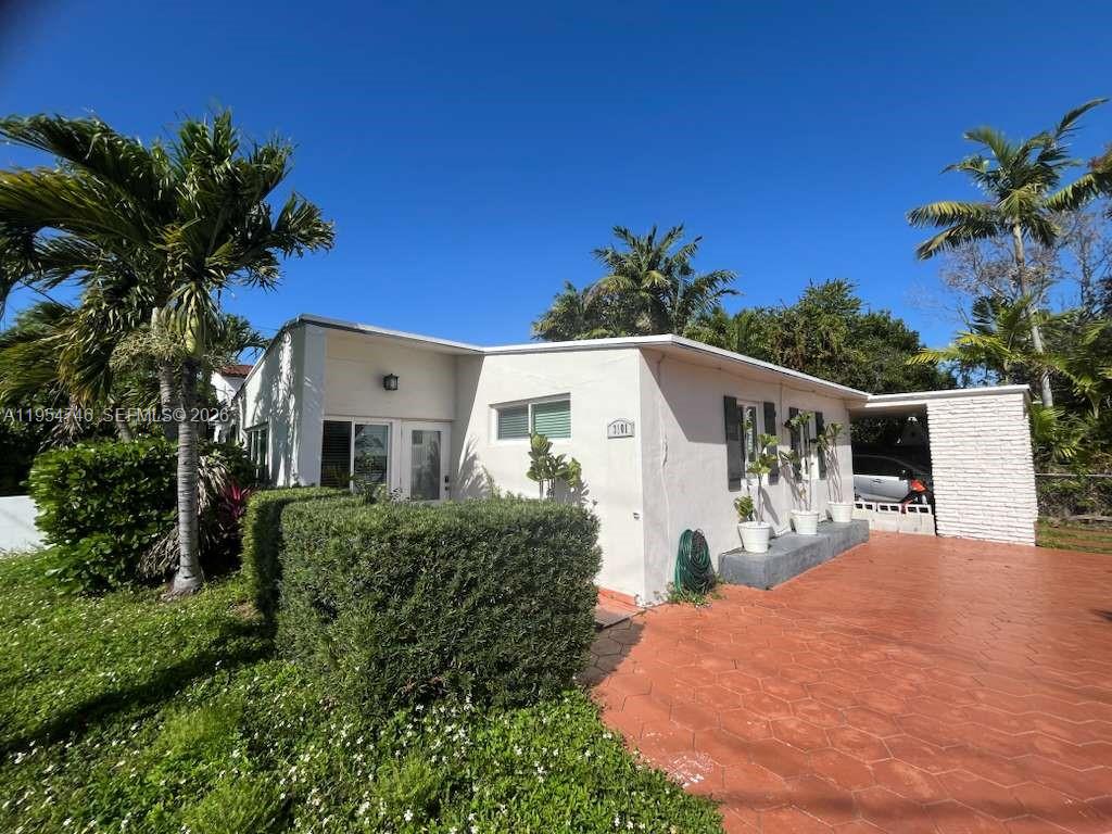 Location, location near Coral Gables and Coconut Grove.... Corner lot with new concrete driveway. Roof (2016), Impact Windows. wood cabinets & granite counter tops. Bathroom (2021). Stainless Steel appliances. Central A/C (2016). Exterior lighting, cozy patio, 1 covered carport stamped concrete driveway. Fence all around property. The property right now is divided into two units: One Unit: 2 Bedrooms - 1 Bathroom and a studio with 1 bathroom. They are rented monthly. Very easy to convert into its original 3 bedroom. NO SELLER FINANCING. MUST SHOW PROOF OF FUNDS OR BANK LETTER