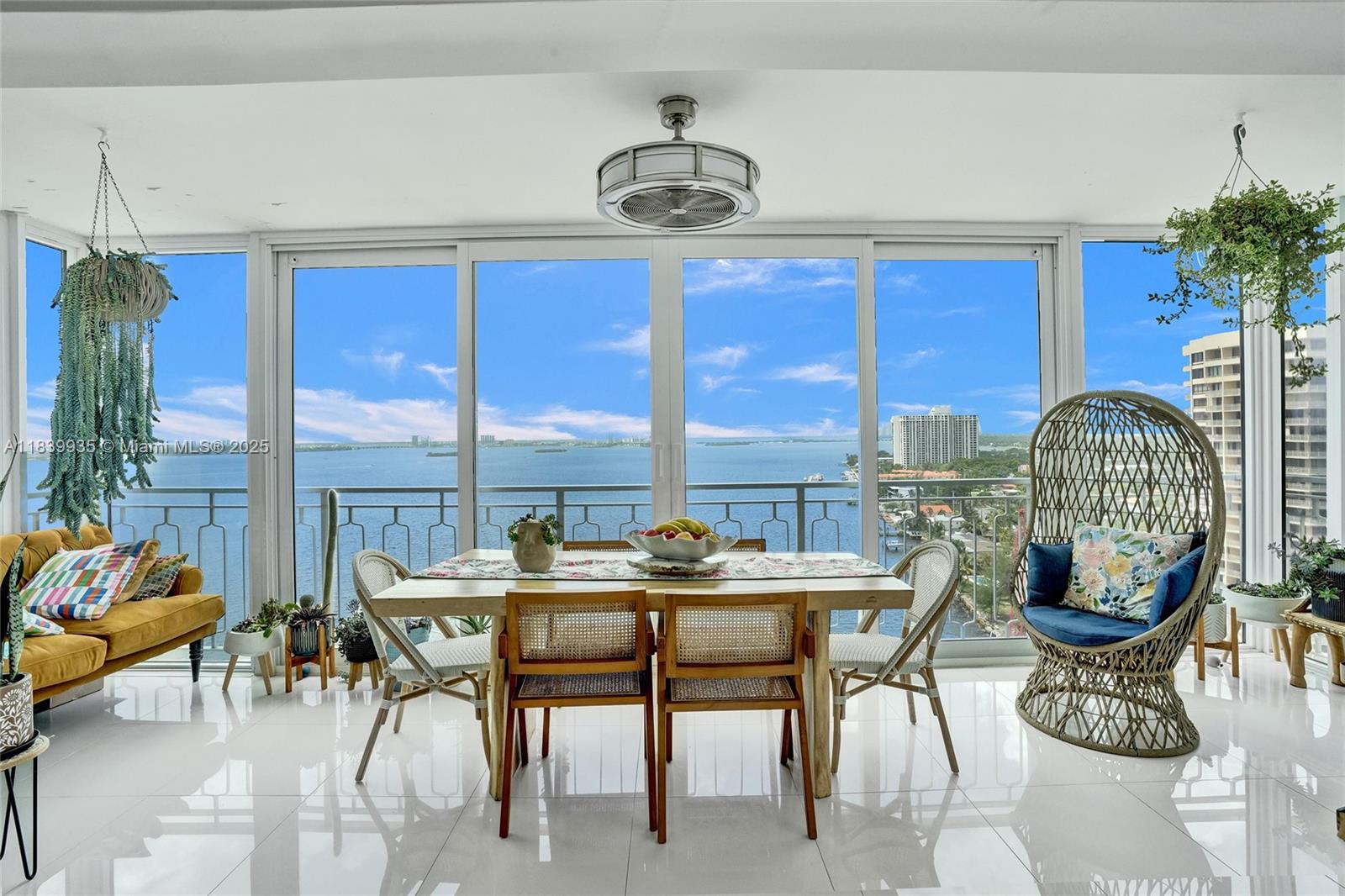 Wide bay views stretching across sparkling Biscayne Bay, with Miami Beach. Downtown skylines and Port of Miami right in sight. This bright, tastefully renovated 2-bed, 2-bath split plan with sleek porcelain tile, impact sliding glass doors and open kitchen adds to the modern feel. Newly installed air conditioning unit. Located in a 23-acre gated community. Maintenance fee includes full reserves, 24-hour security, valet, hot water, cable, and internet. Enjoy resort-style living with a bayfront sun-drenched pool deck. Top dining, shopping, and beaches are just 10 minutes away. A rare chance to own a slice of Miami’s best coastal lifestyle!