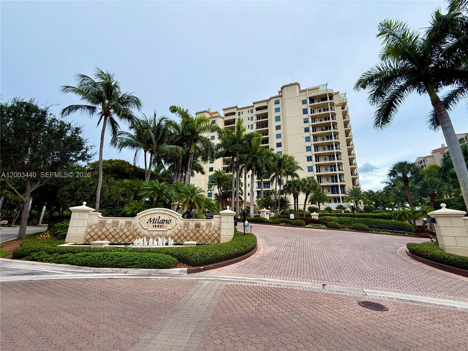 Experience elevated living in exclusive guard-gated community of Deering Bay.  Located in the coveted Milano Building, this desirable 01 line offers Private foyer, opens to sweeping city, ocean, golf, and pool views from a spacious wraparound terrace.  Impeccably maintained, the home features 3 ensuite bedrooms, a guest bath, rich wood floors, carpeted auxiliary bedrooms.  Private elevator entry foyer, soaring 10-ft ceilings, granite kitchen with Thermador appliances.  Milano offers a lobby, social room, pool with BBQ, fitness center, guest suite. Includes 2 assigned parking spaces (#7 & 8), Golf cart spot 29, and storage unit 27. Milano Assoc Fee $7,916.13 quarterly and Master Property Association $760.31 quarterly.