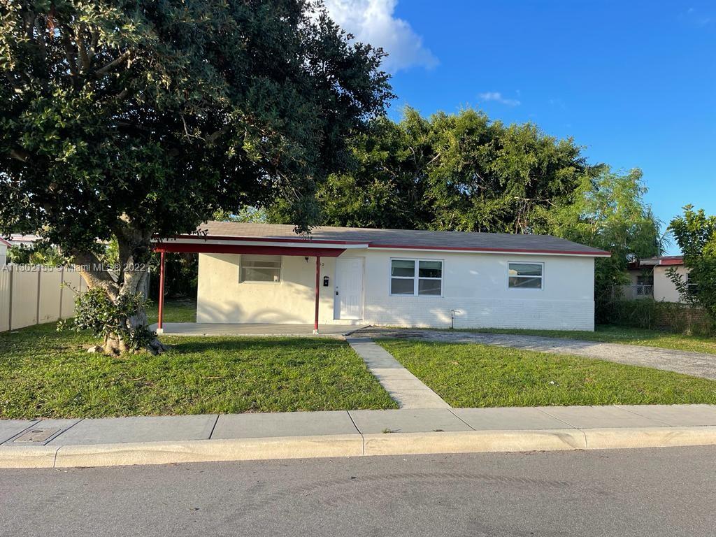 3 bedroom 2 bathroom, split floor plan, tiled throughout, central AC unit, nice fenced back yard, 1 covered carport parking and semi circular driveway, freshly painted, quiet street. NO PETS.