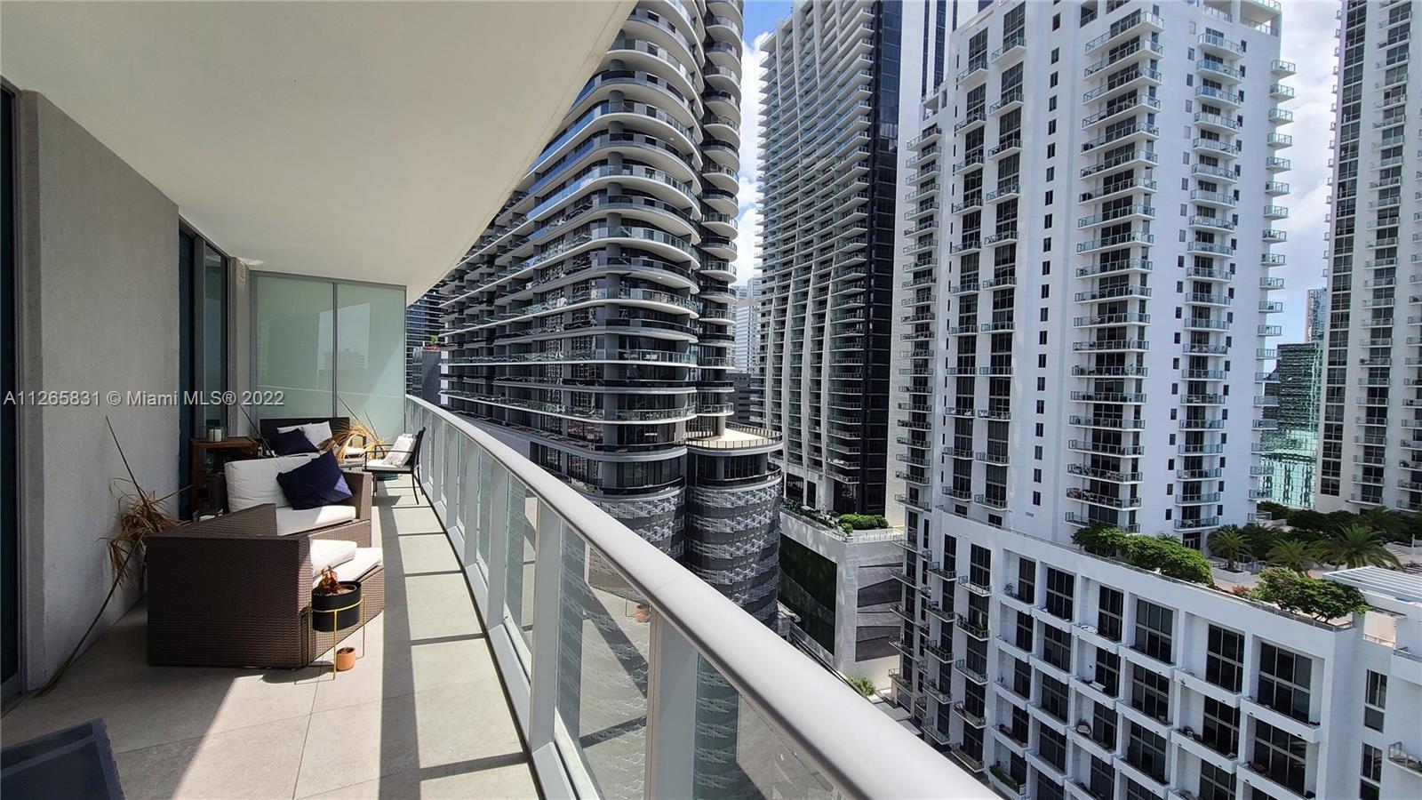 Legendary design by Pininfarina in the heart of  Brickell, steps away from the hub of restaurants, shops and entertainment. State of the art fully equipped fitness center. Private screening room. Corner unit with oversized wraparound balcony and lots of natural light. Spacious 2 beds 2 baths, window treatments, flooring throughout, black out in bedrooms, build up closet in master bed. Stunning kitchen, Italian cabinets, stainless steel appliances.