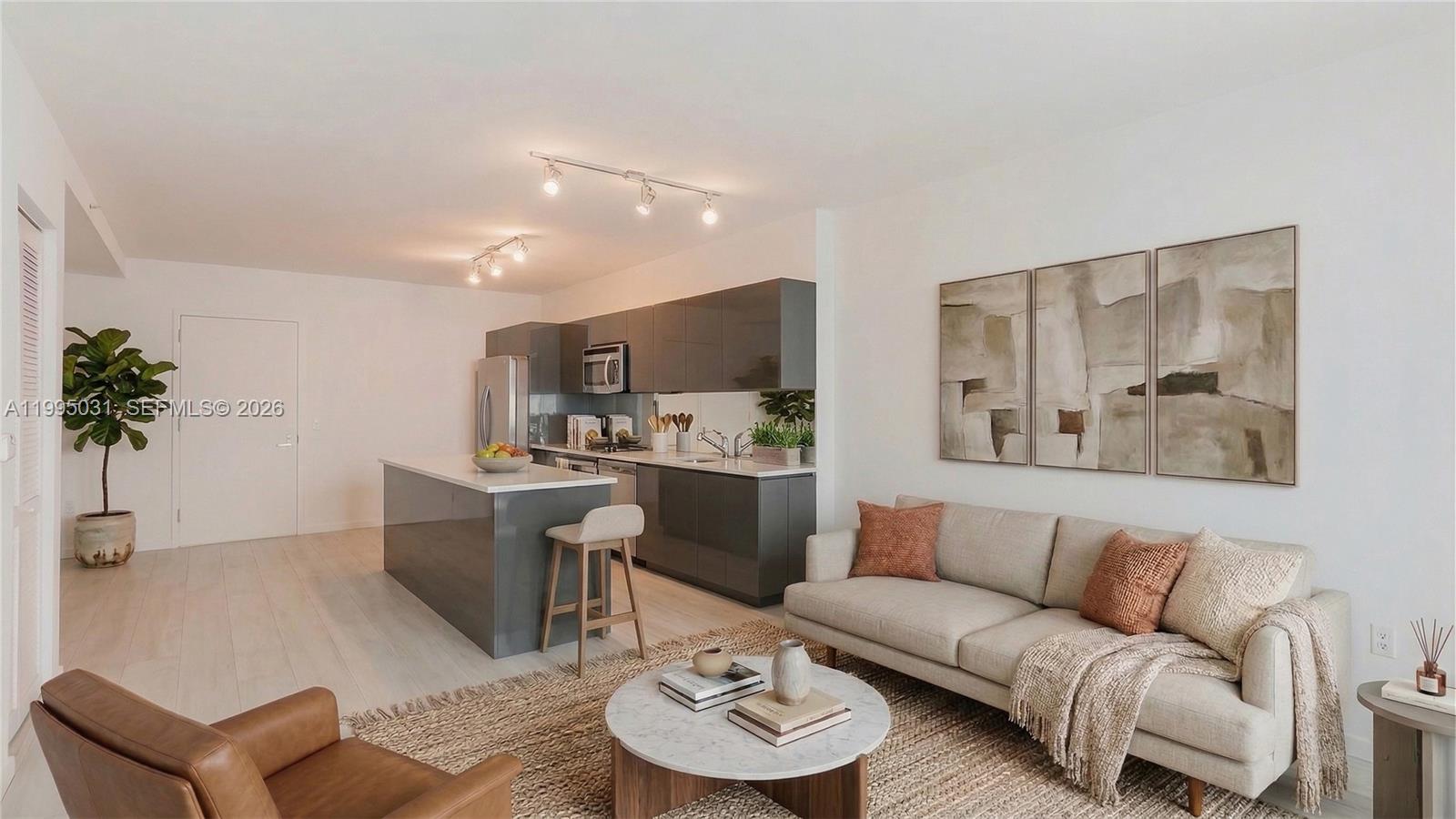 This exceptional residence stands out in Brickell, offering 1 bedroom plus a den and 2 full bathrooms, designed with high-end finishes, upgraded cabinetry, premium flooring and top-of-the-line appliances. The versatile layout creates a comfortable living experience. The apartment offers a peaceful setting away from the noise while still within walking distance to Brickell Avenue, Brickell City Centre, dining, entertainment, and more. Modern condominium featuring impeccably maintained amenities.