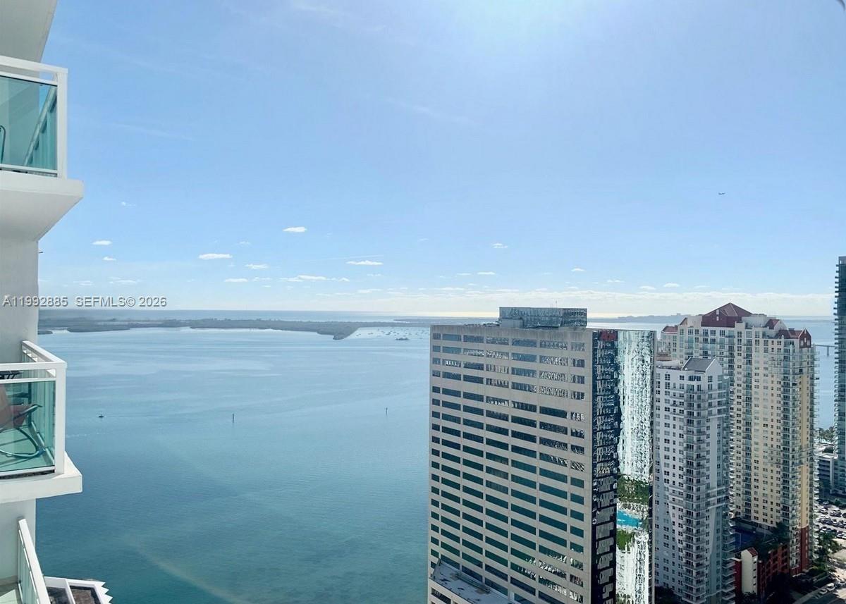 Enjoy the breathtaking views of Biscayne Bay from this elegantly renovated 2-bedroom, 2-bath residence at the prestigious Plaza on Brickell. Unit #3807 boasts exquisite porcelain tile floors, a functional kitchen peninsula which provides ample countertop space and dining area, hardwood kitchen cabinets and stainless steel appliances. The thoughtfully designed split bedroom floor plan ensures privacy and comfort. The Plaza on Brickell is celebrated for its exceptional amenities, including a 24-hour concierge, valet services, a state-of-the-art gym, two expansive pool areas, a movie theater, and a business center, offering a truly luxurious lifestyle. Tenant occupied through June 30, 2026.