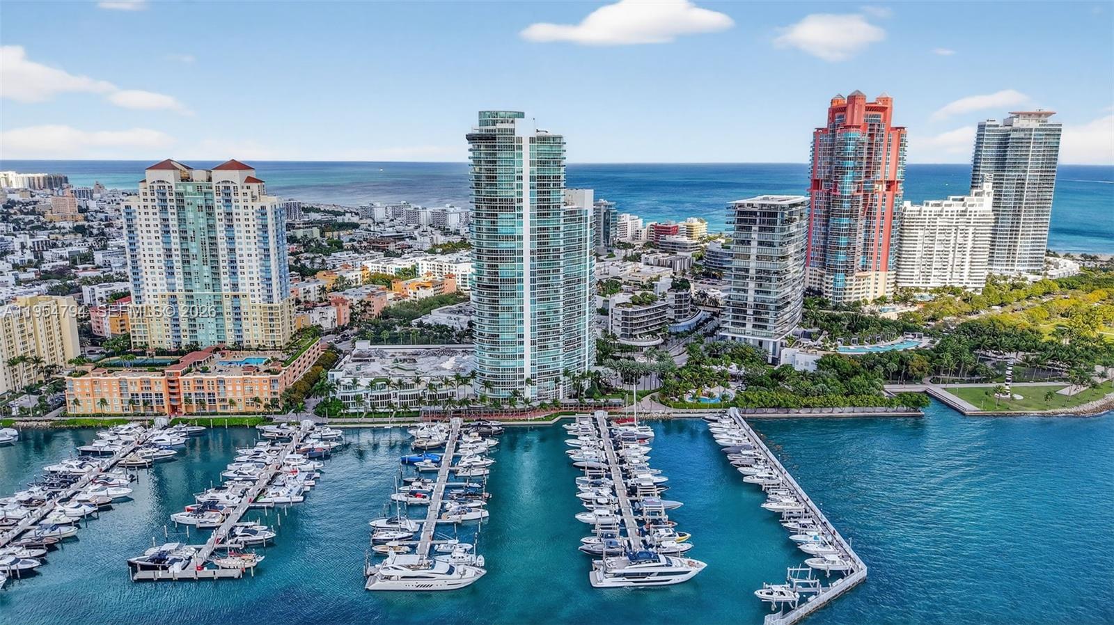 A rare opportunity to own a coveted corner 01 line residence at Murano at Portofino in the highly sought after South of Fifth neighborhood, offering 3,365 square feet of refined living space and two oversized terraces with breathtaking sunsets over Biscayne Bay and the Miami skyline, along with sunrises over the ocean and views of iconic South Beach. Luxury design details include a private elevator foyer, floor-to-ceiling glass, Venetian plaster walls, motorized window coverings, and a chef’s kitchen with Miele and Sub-Zero appliances. The oversized primary suite is a true retreat with sweeping water views, two custom walk-in closets, and ensuite dual primary bathrooms featuring exquisite book-matched marble.  World-class amenities include full-service concierge, heated pools, two-story fitness center, sauna, private beach club with golf cart service, and a soon-to-be-added pickleball, padel, and tennis racquet club.  Located on the southern tip of South Beach, moments from the city’s finest dining, shopping, marina, and South Pointe Park.