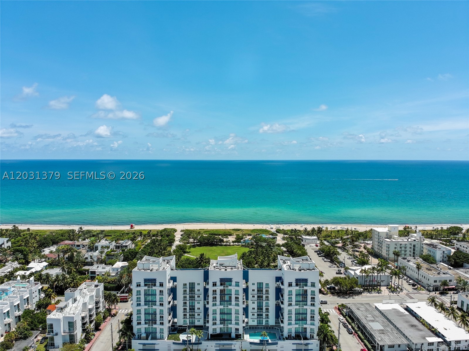 Stunning Miami Beach penthouse loft-style residence with ocean and skyline views. High-floor unit with soaring 18-foot cathedral ceilings, impact windows, and breathtaking sunrise views over the Atlantic Ocean. This two-bedroom, two-bathroom condo features marble floors, abundant natural light, a modern kitchen with stainless steel appliances, an in-unit washer and dryer, and a spacious balcony.
The upstairs loft-style primary bedroom offers an ensuite bathroom for added privacy. Designed by renowned architect Kobi Karp, this residence offers luxury resort-style amenities. Just steps from the  ocean, the new Terrace Park, the boardwalk, and dining. Two assigned parking spaces. Unit is available for immediate occupancy.