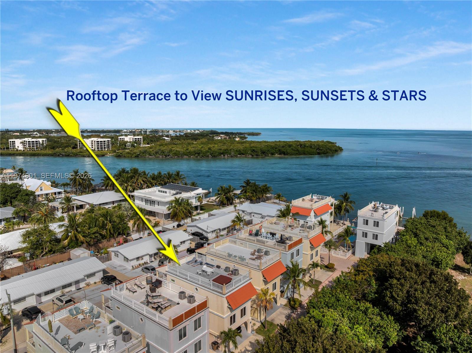 **Stunning Marathon Florida Waterfront Home Allowing Weekly Rentals With IMMEDIATE Income ** Welcome to your dream coastal escape! This exceptional 3-bedroom, 3-bath, FURNISHED townhome offers breathtaking rooftop views of the sparkling Gulf of Mexico and Vaca Cut, providing the perfect backdrop for a relaxed lifestyle by the sea. Experience luxurious living with two hot tubs -- one thoughtfully located on the ground floor for easy access, and the other perched atop the rooftop, ideal for soaking under the stars or admiring spectacular sunsets and boats cruising through the seas. This three-story townhome is located just a stone's throw away from the beautiful Key Colony Beach, so you can enjoy sun-soaked days on the shoreline and enjoy dining on the Ocean or shopping in the eclectic nearby stores. Take a Kayak Ride right from the community dock or soak in the waterside pool. Don't miss the opportunity to own this slice of paradise, where coastal charm meets modern comfort. Whether you're looking for a primary residence, a vacation getaway, or an investment property, this home is sure to exceed your expectations! See it in person and start imagining your life in this Turnkey waterfront oasis.