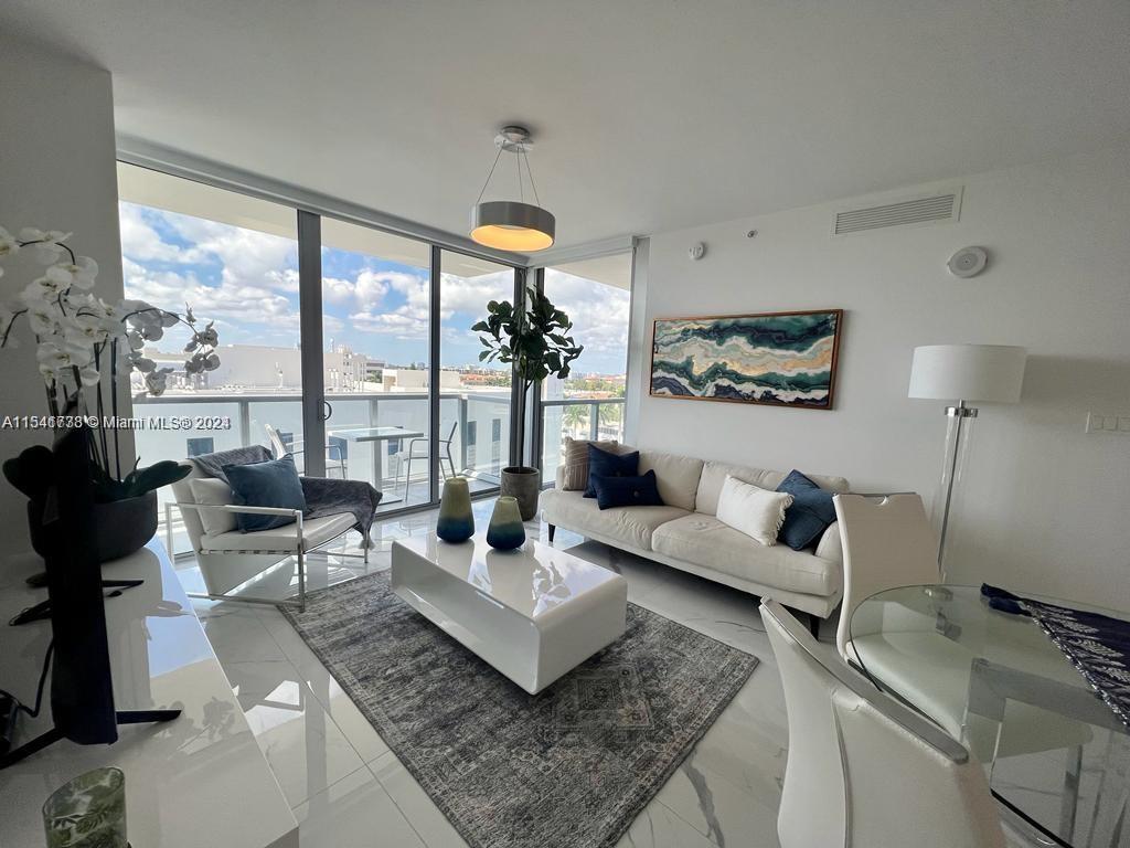 Paradise Found at Bay Harbor Islands. Welcome to your beautiful, brand-new, fully furnished condo. Showcasing the finest in waterfront living, this boutique 10-story building is the premiere luxury residence on the island. Spectacular rooftop pool deck with hot tub, firepit and BBQ area. 24-hr valet parking. Only a short walk to the beach, Bal Harbor shops and restaurants. Lower PH 801 boasts marble flooring throughout, Wolf and Sub Zero appliances, quartz kitchen countertops and island, stunning views from the Master Bedroom & living spaces, 2 large balconies. Motorized shades throughout. Available dock spaces for rent. 2 parking spaces (complimentary valet). Comes with one storage space. Tenant occupied. Showings with 24 hr notice.
