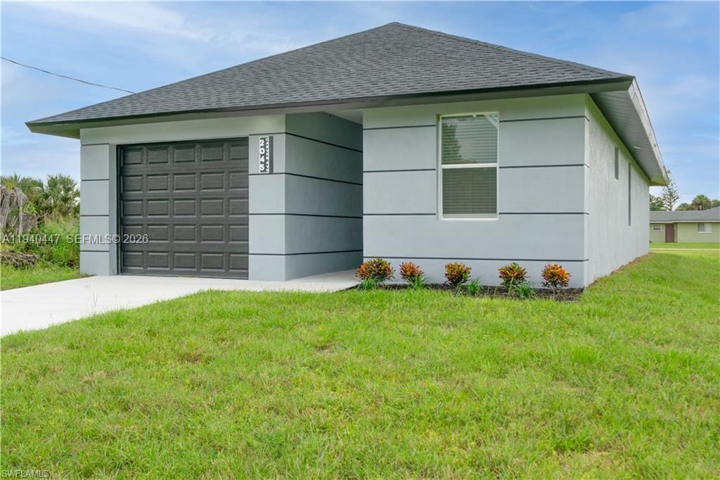 New construction | 4 bedrooms | 2 full bathrooms | 1 half bathroom | 1-car garage | High ceilings | Recessed lighting | 8-foot doors | Tile flooring | Kitchen with granite countertops | Stainless steel appliances | Impact-resistant windows and doors | City water and sewer | No HOA fees.
