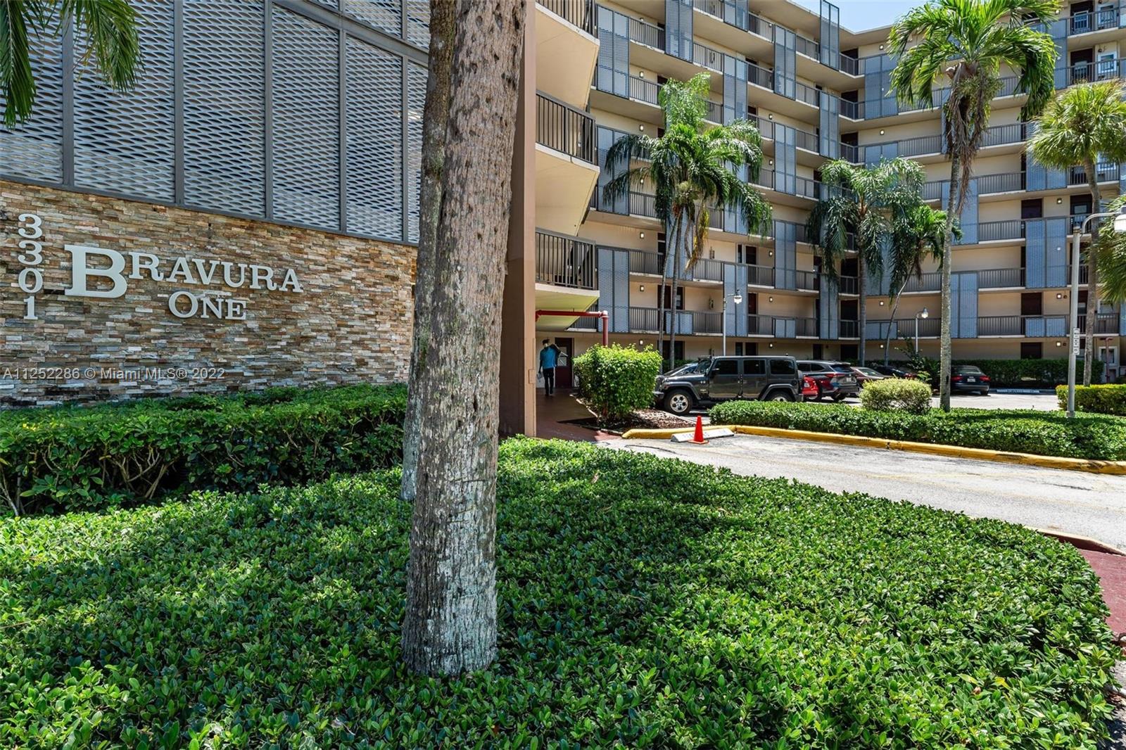 MULTIPLE OFFERS  Bright and spacious 1 BED 1.5 BATH unit nestled in the heart of Aventura!  AS IS Screened balcony overlooking Turnberry Golf Course   Central location surrounded by lush landscaped grounds with 3 mile walk/jog/bike across street. Bedroom has two walk in closets. Building is in process of 40 year inspection and Special assessment paid by seller. No renting for first two years. Laundry facilities and extra storage on each floor, heated pool, library, gym, party room, BBQ, bike storage. Near everything. Walking distance to Publix, restaurants, and shops. Brightline train station coming this year enabling travel up to West Palm Beach and eventually Orlando