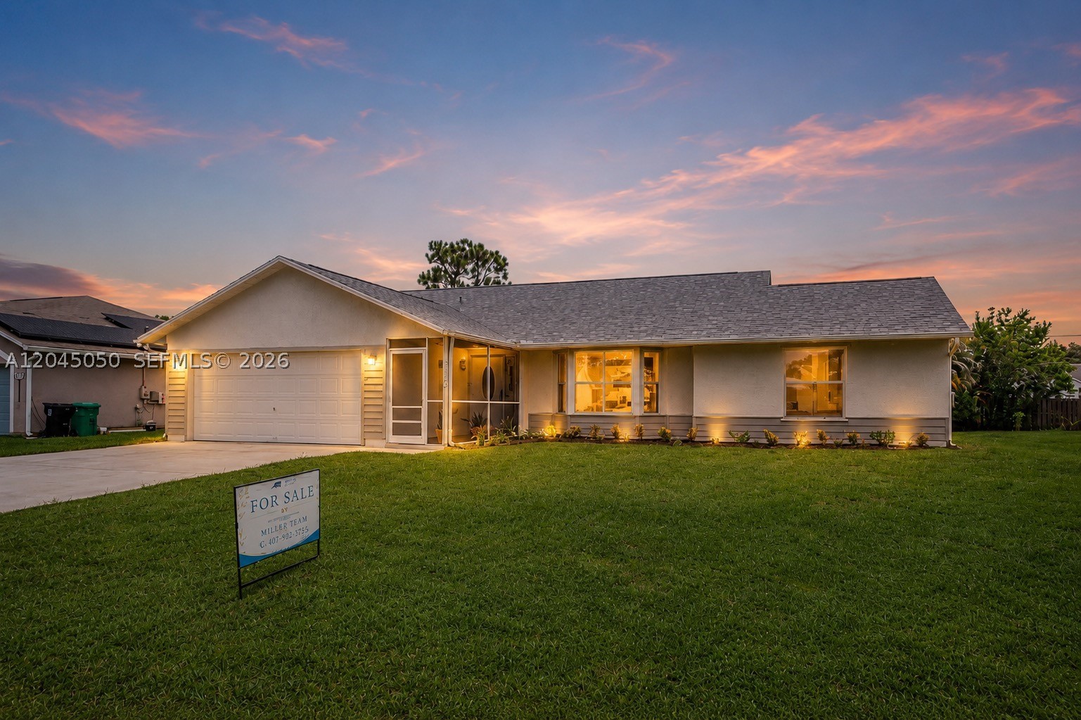 Welcome home to comfort, convenience, and the opportunity to make it your own. Situated on a spacious .23-acre lot with no HOA, this well-maintained home features a brand-new shingle roof, newer A/C, fresh interior paint, and plantation shutters. The split floor plan offers privacy, while the primary suite includes a walk-in closet, ensuite bath with dual sinks, a soaking tub, and a separate shower, plus a private screened patio—the perfect spot for morning coffee. Secondary bedrooms offer generous closets. Panoramic sliding glass doors and a convenient kitchen pass-through window overlook the spacious screened patio, creating a seamless indoor-outdoor setting for entertaining and enjoying the Treasure Coast lifestyle. Move in now, personalize the kitchen and baths over time, and bring your boat, RV, trailer, and all your toys!