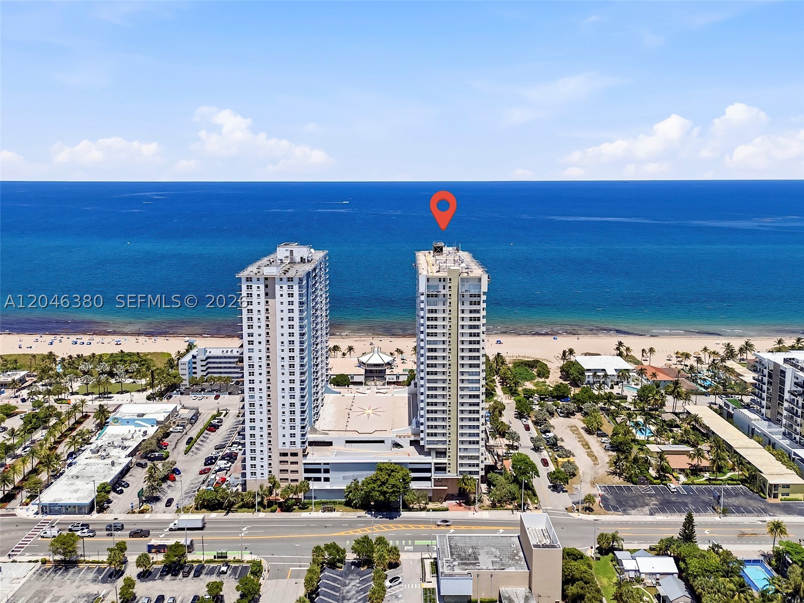 Rarely available two-story penthouse in the highly desirable Pompano Beach Club South! This beautifully maintained 2-bedroom, 1.5-bath residence offers approximately 1,030 SF of living space with breathtaking ocean, Intracoastal, and city views. The thoughtfully designed layout features updated bathrooms, tasteful interior improvements, in-unit washer and dryer, abundant natural light, and an open living area perfect for everyday living or entertaining. Enjoy direct private beach access and exceptional resort-style amenities, including beachfront pools, fitness center, clubhouse, billiards room, barbecue areas, garage parking, and 24-hour security. Ideally located just steps from the newly revitalized Pompano Beach Pier, waterfront dining, shopping, and entertainment. The current special assessment will be paid in full by the seller at closing, offering outstanding value and peace of mind. Whether you’re searching for a primary residence, vacation retreat, or investment opportunity, this oceanfront penthouse is a rare opportunity to own a piece of South Florida paradise.