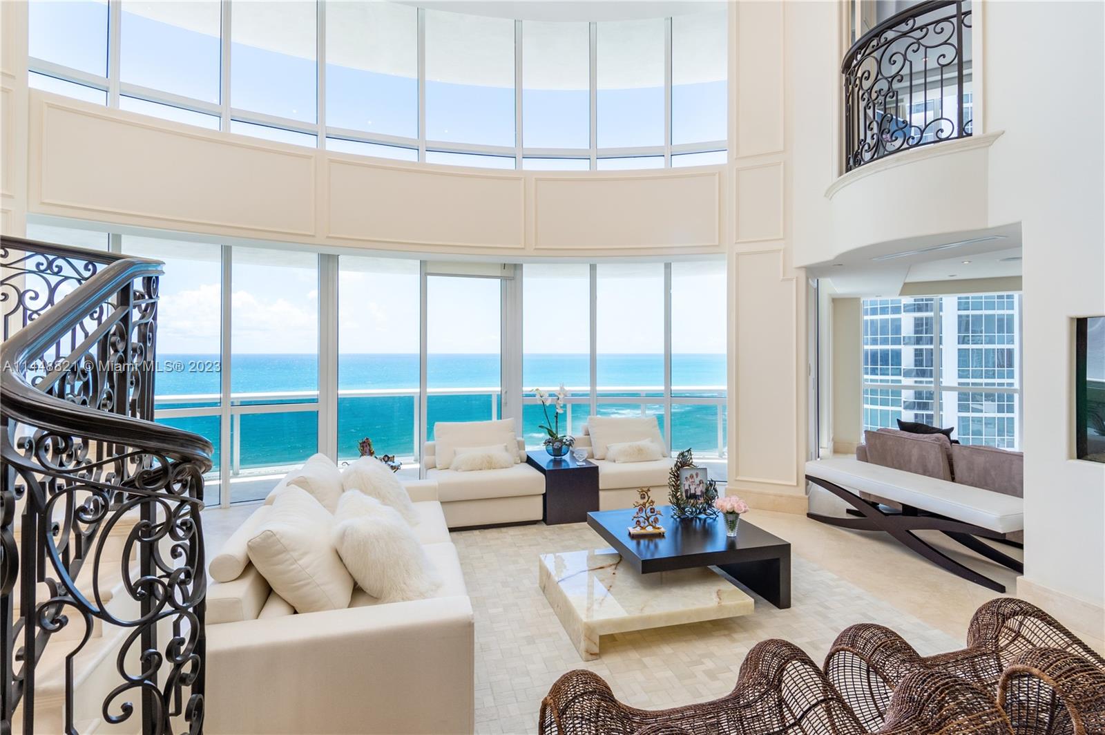 Located in the heart of Sunny Isles Beach, this property offers breathtaking oceanfront views & convenient access to the area's finest amenities. This spacious residence boasts 7,516 adj. SF living space, on the combined 17/18 floor, providing ample room for comfortable living. 7 beds, each designed with your comfort in mind. 8 full baths & 1 half bath with modern fixtures and finishes. A gourmet kitchen with top-of-the-line appliances, perfect for culinary enthusiasts. Spacious living & dining areas that flow seamlessly, ideal for entertaining. Enjoy ocean breezes & panoramic views from 4 private balconies. Includes: a Rare and never available Double Oceanfront Cabana with Living room, kitchen w/ Bar Top & Full bath, 4 Garage Parking Spaces, & A/C Storge Unit. Live Auction on 12/20/2023.
