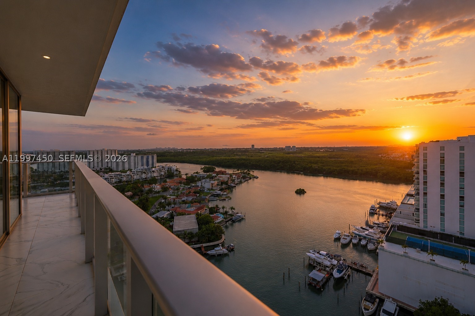 This fully furnished corner 3-bedroom, 3.5-bath residence at Parque Towers represents one of the most desirable lines in the building, offering approximately 1,900 SF of interior living space with a highly functional layout and expansive terraces. Positioned on a high floor, the residence enjoys panoramic sunrise and sunset views across the Intracoastal, bay, and the Downtown Miami skyline.

The home features a spacious open kitchen with Silestone countertops and premium Bosch appliances, seamlessly integrated into the main living area—ideal for both everyday living and entertaining. Additional highlights include porcelain flooring throughout, electric blinds, custom-built closets, and a generously sized balcony that extends the living space outdoors.

The primary suite offers a well-appointed bathroom with dual sinks and a soaking tub, along with ample closet space. The residence also includes two assigned parking spaces and a dedicated storage unit.

Parque Towers is a full-service luxury condominium offering resort-style amenities, including multiple pools, a state-of-the-art fitness center, and private beach club service, all ideally located in the heart of Sunny Isles Beach, just one block from the beach.