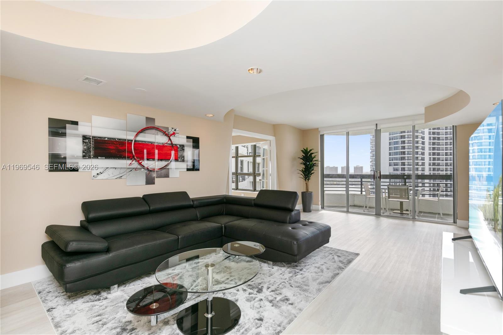 Price improvement! Spectacular 26th-floor 2BR/2BA in Aventura with split floor plan and breathtaking Intracoastal and city skyline views. Bright and spacious layout with private balcony, generous bedrooms, and excellent natural light. A perfect opportunity to enjoy high-rise living in one of South Florida’s most desirable locations. Conveniently located five minutes away from Aventura Mall or the beach. Filled with natural light and designed for comfort, this elevated residence combines convenience, and beautiful scenery in one exceptional home. Sold As Is. Fully furnished! Maintenance is $1172 per month and $585 per quarter for Master Association.