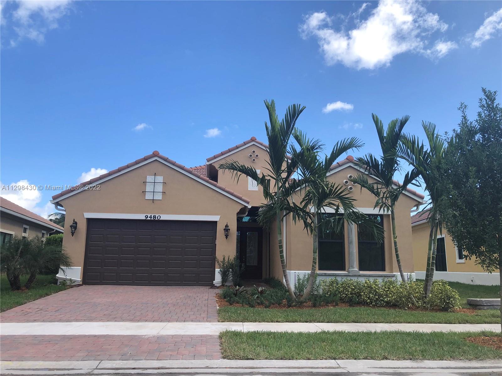 Be the first to live in this one story home in 55+ community of Four Seasons at Parkland. This unique home has a 3 br/3.5 bath.  One br and 1 bath conforms  a private in-law unit with its own entrance, kitchenette, living space and separate thermostat; it is the perfect guesthouse for short term visits. This home features 12 foot ceilings, exquisite  porcelain flooring throughout, spacious greenroom, stunning gourmet kitchen with expansive granite island, 2 ovens, 1 includes an air fryer and gas stove,  large foyer with adjacent home office, lavish master bedroom, a covered lanai perfect for outdoor entertaining, master bath includes his and hers sinks and separate roman tub and shower. Four Seasons offers resort lifestyle club house packed with  countless amenities and activities.