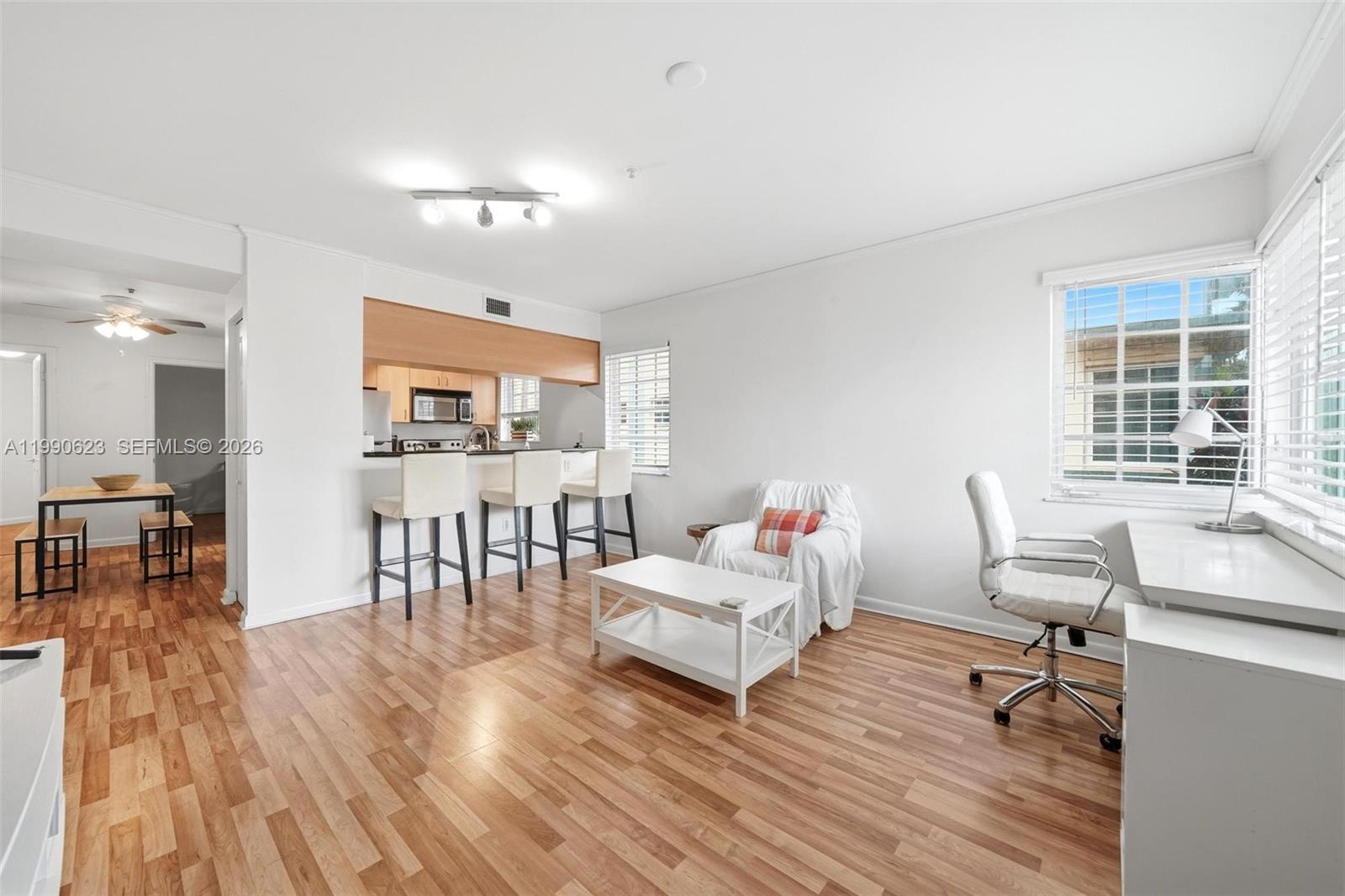 Prime Miami Beach location just moments from South of Fifth. This bright and well-designed 1st Floor 2 bedroom, 2 bath corner residence offers 825 square feet of comfortable living space with abundant natural light, a functional layout, and washer/dryer inside the unit. A rare assigned parking space adds everyday convenience. Just two blocks from the beach and within walking distance to Target, Publix, top dining, shopping, and nightlife. Pets allowed. The building permits immediate rentals with a 6-month minimum, making it an excellent option for both end users and investors. Seller has already paid the $12,000 roof assessment.