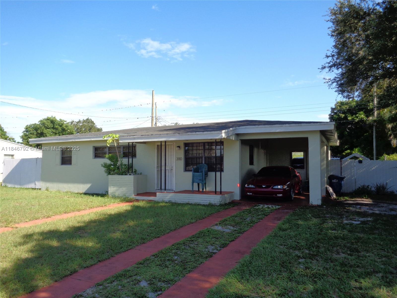 GOOD FOR FIRST TIME BUYERS OR INVESTMENT PROPERTY WITH A LOT OF POTENTIAL. THIS COZY HOME INCLUDES: THREE BEDROOMS AND ONE BADROOM, UPDATED KITCHEN, NEWER CENTRAL A/C UNIT, ATTACHED CARPORCH WITH LAUNDRY ROOM, ACCESS TO THE PATIO FROM BOTH SIDES OF THE PROPERTY GREAT FOR YOUR BOAT, RV TRUCK OR LARGE MOTOR HOME. LARGE PATIO FOR A LARGE POOL AND GREAT POTENTIAL FOR FUTURE BUILDING EXPANSIONS. COVERED FRONT PORCH, ALSO ENOUGH SPACE FOR A CIRCULAR DRIVEWAY. FENCED IN FRONT WITH DUAL ROLLING GATES PLUS ENTARNCE. THE ROOF IS 11 YEARS OLD IN SUPER GREAT CONDITIONS.
THIS PROPERTY IS CENTRALLY LOCATED NEAR THE PALMETTO EXPRESSWAY 826, SAINT THOMAS UNIVERSITY, MALLS, GROCERY STORES, RESTAURANTS AND MUCH MORE. DON'T WAIT BE THE FIRST ONE, BRING YOUR CLIENTS TODAY!!! EASY TO SHOW.
