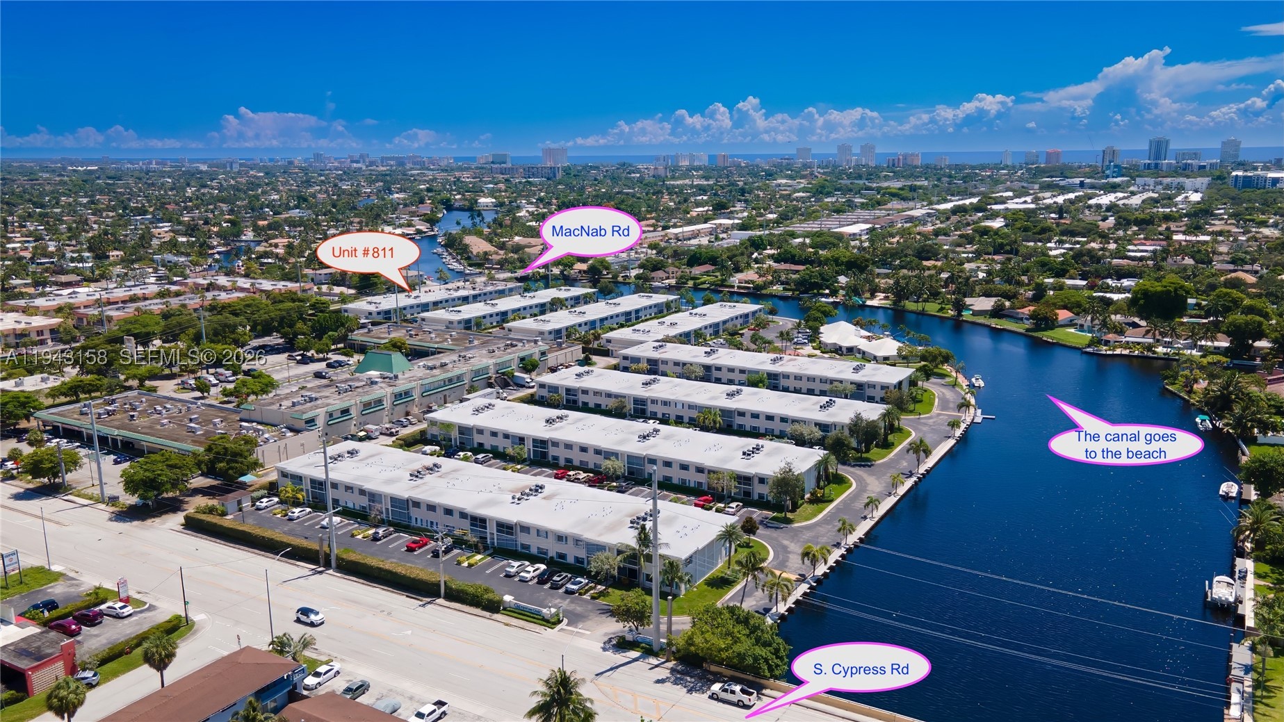 One of the best values in the entire community for a 2-bedroom, 2-bath residence in a waterfront setting in East Pompano Beach. This beautiful condo is located in the highly sought-after Cypress Club community and offers a bright, open floor plan with tile flooring throughout, a spacious dining area, and a private screened balcony. The unit features a walk-in closet in the bedroom and an extra-large storage closet in the living room. Cypress Club offers resort-style amenities including a heated pool, clubhouse, fitness center, BBQ area, and dockage with ocean access—no fixed bridges. All ages are welcome, and the community is pet-friendly. Ideally located near the beach, dining, shopping, and major highways, with walking access to the waterway for beautiful views and refreshing tropical breezes.