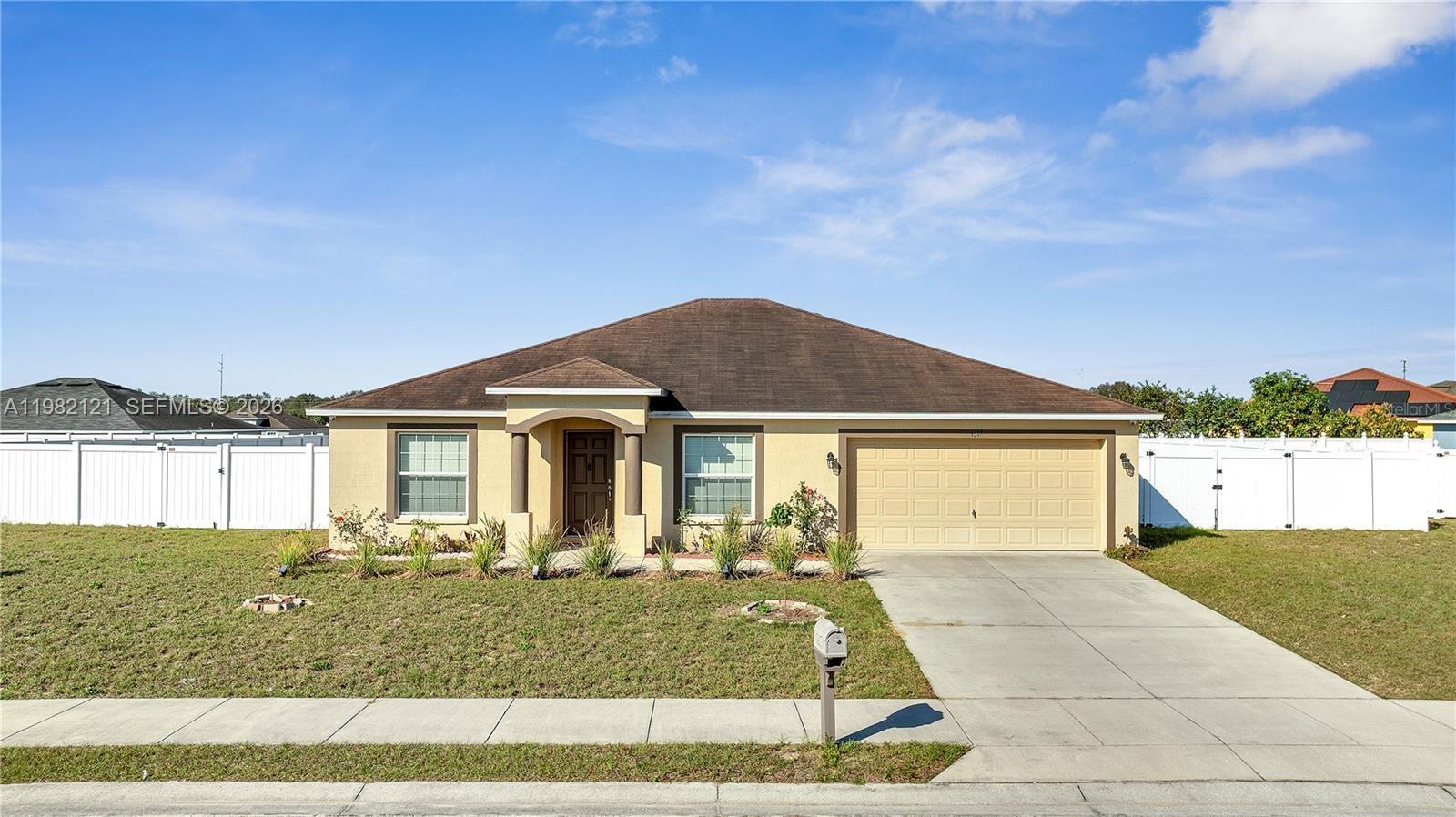 Welcome to this beautiful 4-bedroom, 2-bath single-family home built in 2017 and located in a quiet Central Florida community. This newer home offers a spacious open floor plan designed for comfortable living and entertaining.
  Inside, you’ll find ceramic tile flooring throughout and a modern kitchen featuring a large island that flows seamlessly into the expansive family room—perfect for gatherings with family and friends.
  One of the standout features of this property is the generous lot size, offering significantly more outdoor space compared to many of the newer homes currently being built in the area—often at higher prices. The oversized backyard provides plenty of room to add a pool, store a boat, park recreational vehicles, or create your own outdoor entertainment space or garden.
  Whether you’re a first-time homebuyer or an investor, this property offers incredible value. Enjoy a low HOA fee and NO CDD, helping keep your monthly costs affordable.
  Conveniently located near shopping, dining, schools, and major roadways, this home offers both comfort and accessibility.
  Ask about special financing programs available that may allow qualified buyers to purchase with minimal down payment and a lower monthly payment! Approved Short Sale!