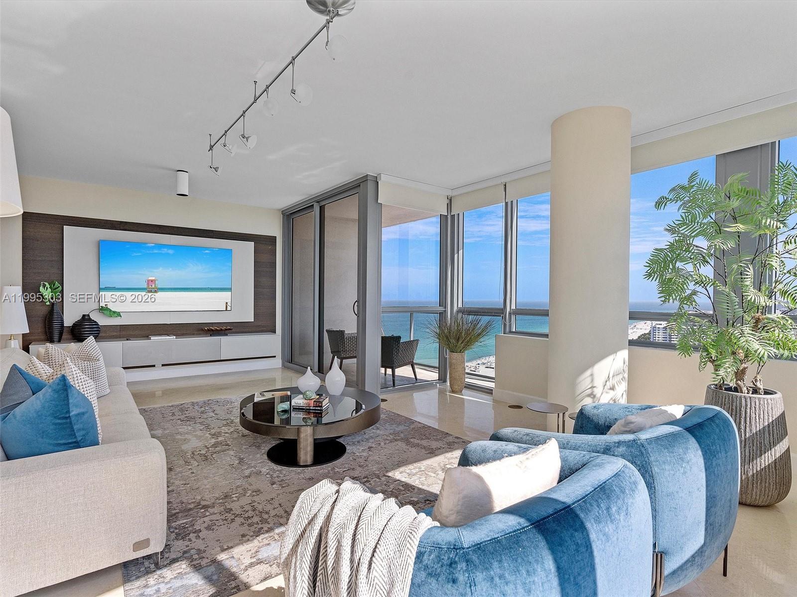 Located on the 30th floor of the prestigious Setai Miami Beach, this luxurious 2-bedroom ocean view condo offers
an unparalleled living experience. With 1,209 sf, it features direct ocean views from all bedrooms through floor-to-ceiling windows. The master suite includes a king bed, spa jetted tub, and glass door walk-in shower, while the
second bedroom has a queen bed and a fully stocked closet. The kitchen is equipped with top-of-the-line appliances. Guests have access to the Setai's amenities, including three beachfront pools, a lavish spa, an upscale restaurant, and24-hour concierge. Additional amenities include valet parking, a gym, and beach service. This condo combines
home comforts with the luxury of a 5-star resort. Short-term rentals are available through Five Star Luxury Travel.