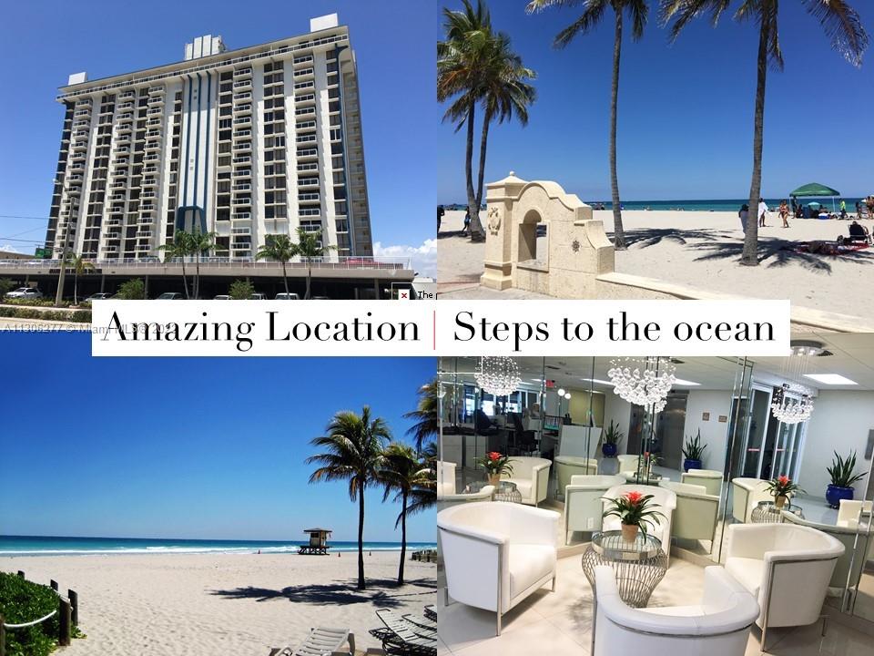 Take a chance on this rarely seen opportunity to rent tastefully done, move-in-ready light and bright 1 bedroom/2 bathrooms condo with direct ocean and sunrise views in desirable waterfront building right across the street from the beach. Unique location, full amenities, and unbeatable access to the pristine Hollywood beaches, world-famous Margaritaville resort, best in US Boardwalk, and beyond. This is just part of what makes this property so exceptional. If the beach is important to you then this is your future home. Indulge in cozy living in this remarkably located, quiet condominium with solar deck, heated pool, GYM, security and visitor parking, designed to spoil you with comfort S Florida living. Will not last long! Call NOW!