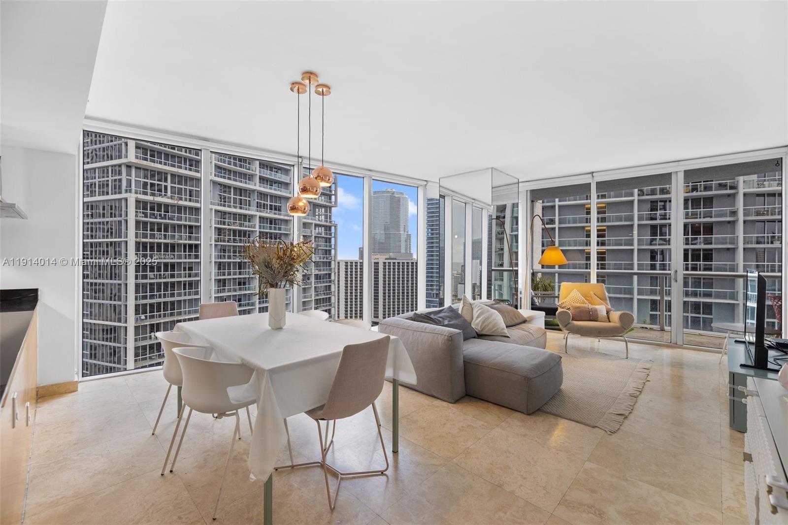 Exceptional furnished corner unit on the 24th floor at ICON Brickell Tower II offers 2 bedrooms and 2 bathrooms across 1,327 sq ft. Floor-to-ceiling windows frame expansive city and Biscayne Bay views. The residence features porcelain flooring, premium appliances and refined finishes throughout. Residents enjoy a one-acre resort-style pool deck, full-service spa and fitness centre, upscale dining, 24-hour valet and concierge services.