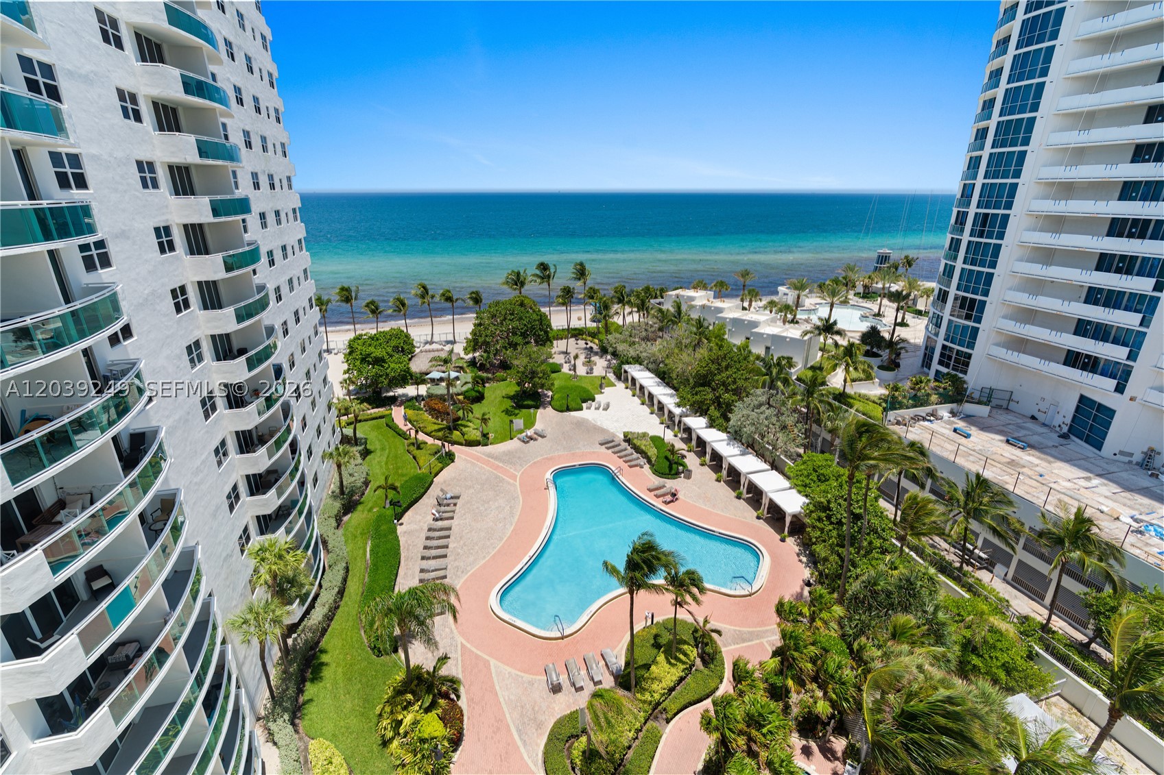 Spectacular Direct Ocean View!  Luxury Oceanfront Building offers resort-style living at its finest!  Fully remodeled residence offers breathtaking Direct Ocean Views from every room.  Unit features elegant porcelain tile floors throughout, premium new appliances and exquisitely renovated bathroom, New A/C Nest control unit, Walk-in closet with additional closet space in bedroom, and  High Impact windows and doors.  Amenities include heated oceanfront Pool, Cabanas, Tiki Bar, waterfall Jacuzzi, BBQ area, Fitness Center, Sauna and Massage Treatment rooms. Building has passed the 50 year inspection and Assessment is fully paid.  Can rent immediately, 2X per year, minimum 6 months.  Unit comes with 2 unassigned parking spaces.  Monthly maintenance includes internet, cable, water, A/C, 24 hour lobby security, valet parking and secured access.  Close to Shops, Dining, Hollywood Broadwalk, Airports, Casinos, Publix across the street.  High-Quality Modern Furniture is negotiable.  Midway between Miami and Ft. Lauderdale.  Live the Lifestyle!